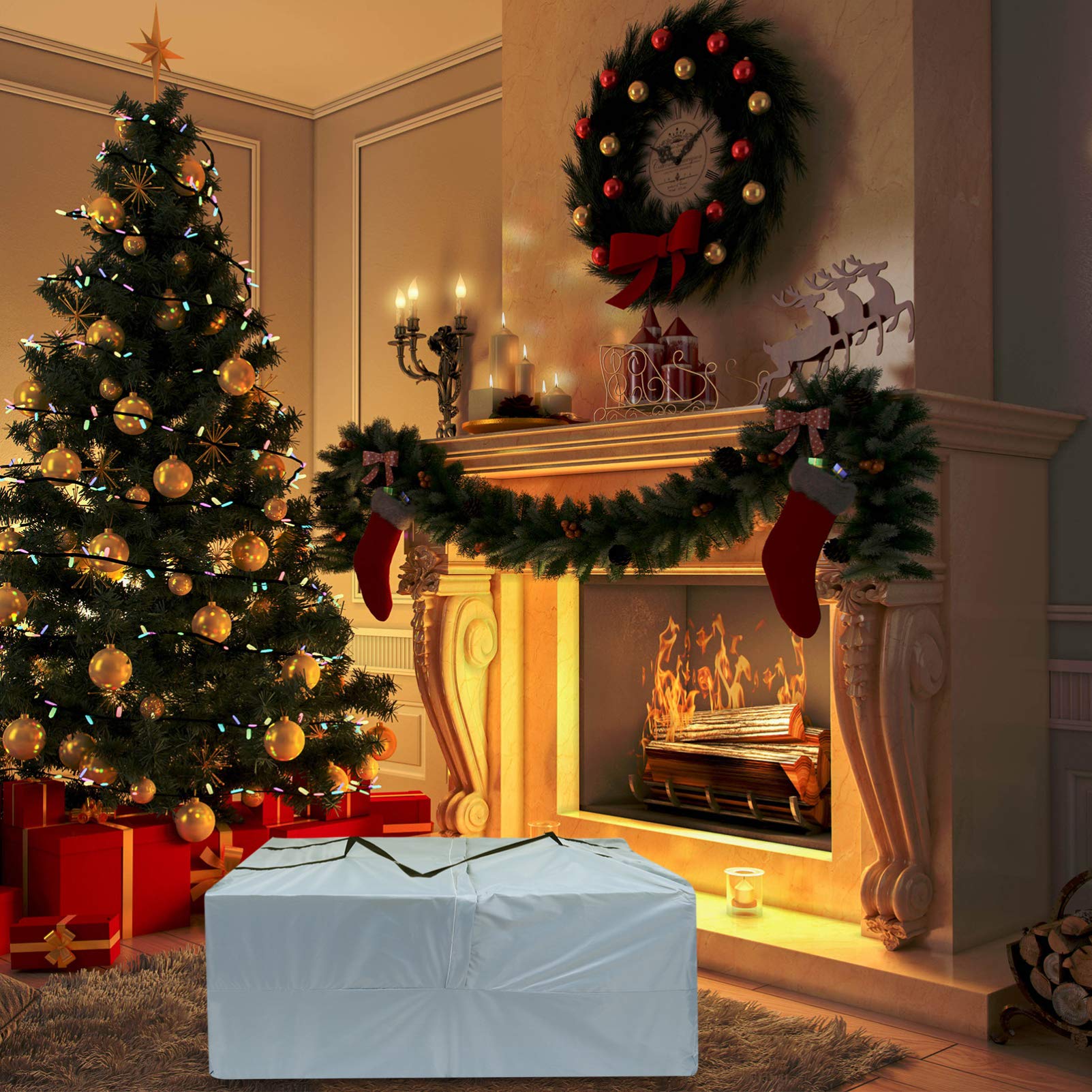 GOOHOCHY Polyester Christmas Tree Bag Storage Container for Holiday Decor Large Capacity Easy to Use