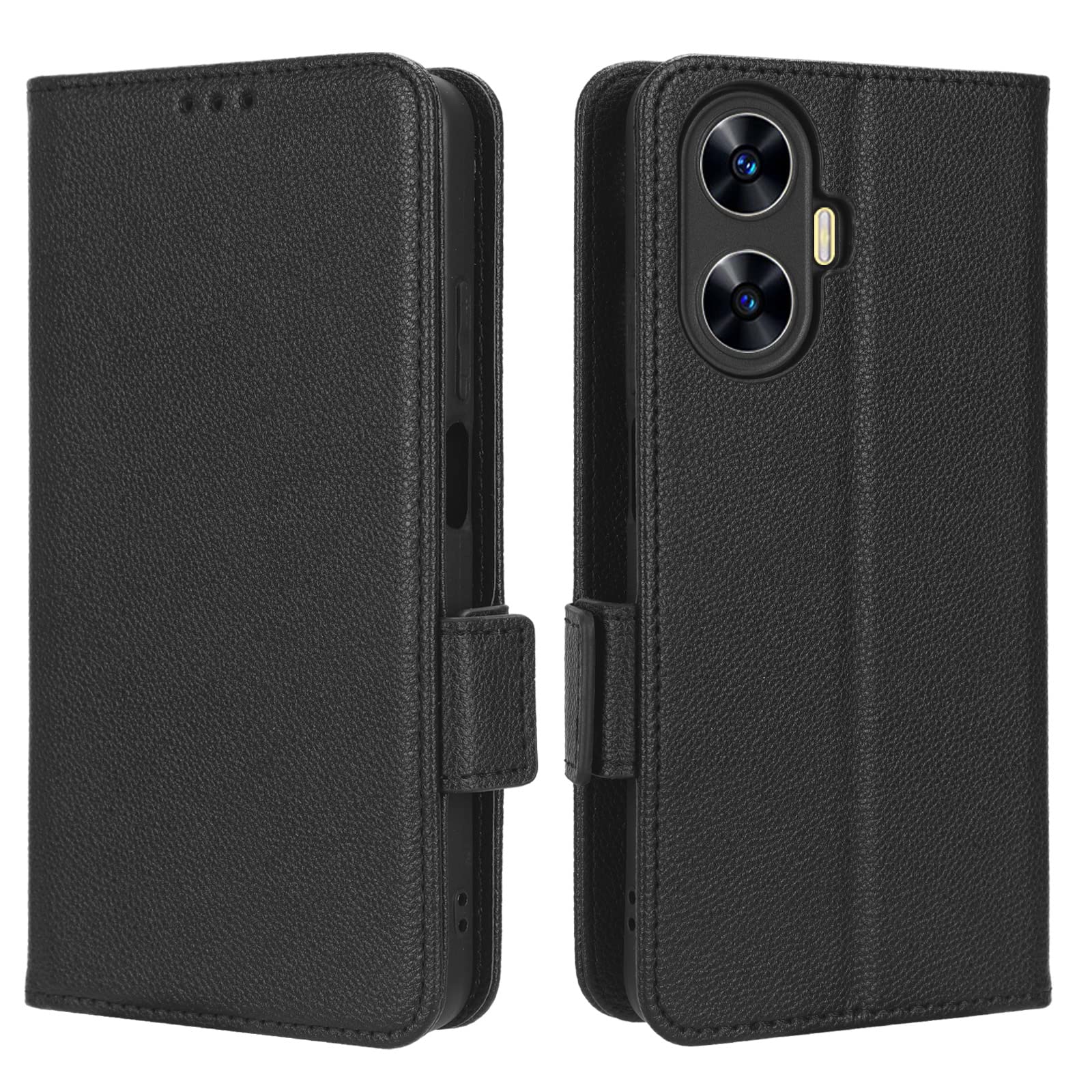 GOKEN Cover Pelle per Realme C55, Magnetica Custodia con Supporto di Stand & Carte Slot, Flip Case con Portafoglio -Rosso