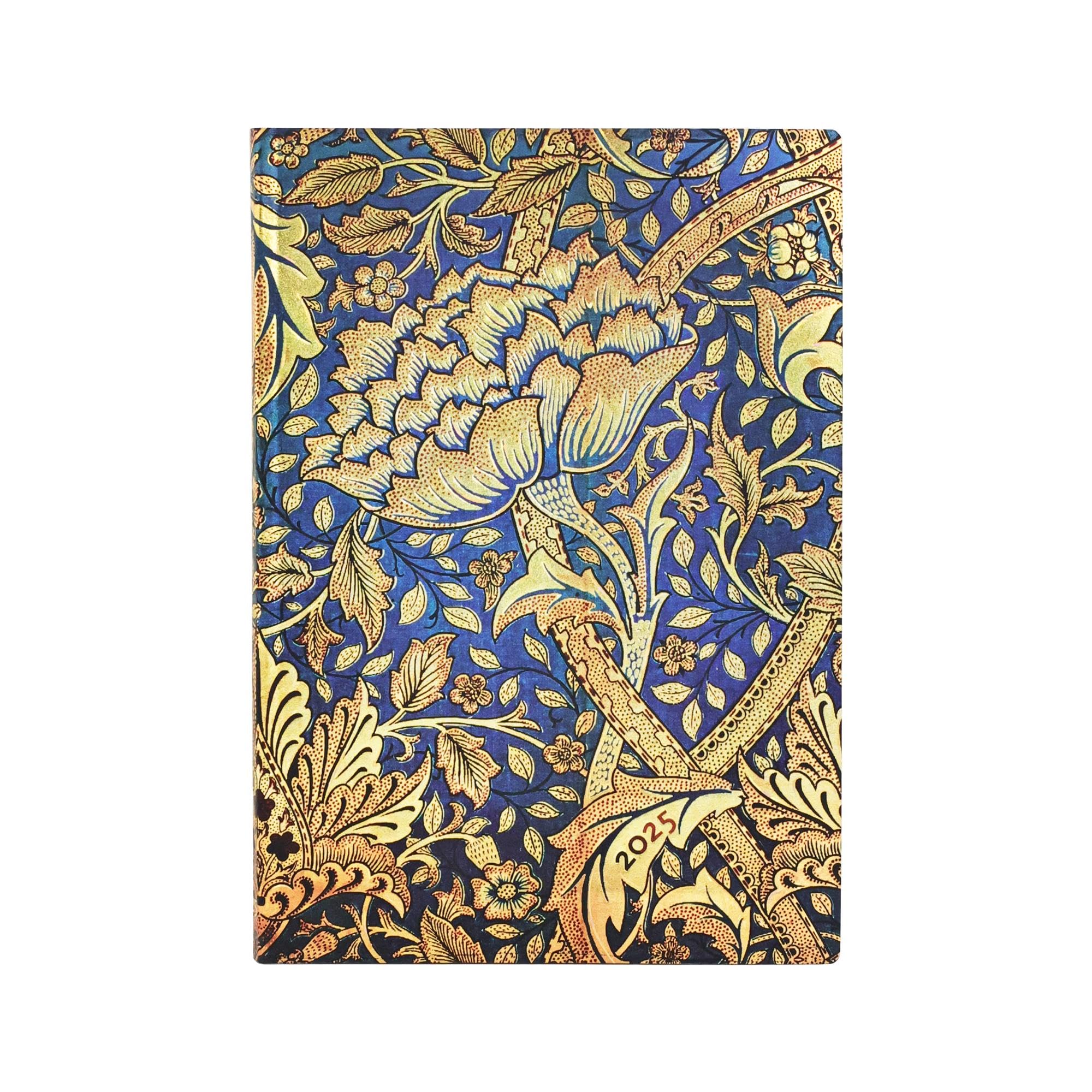 Morris Windrush (William Morris) Midi 12-Month Horizontal Softcover Flexi Dayplanner 2025 (Elastic Band Closure)