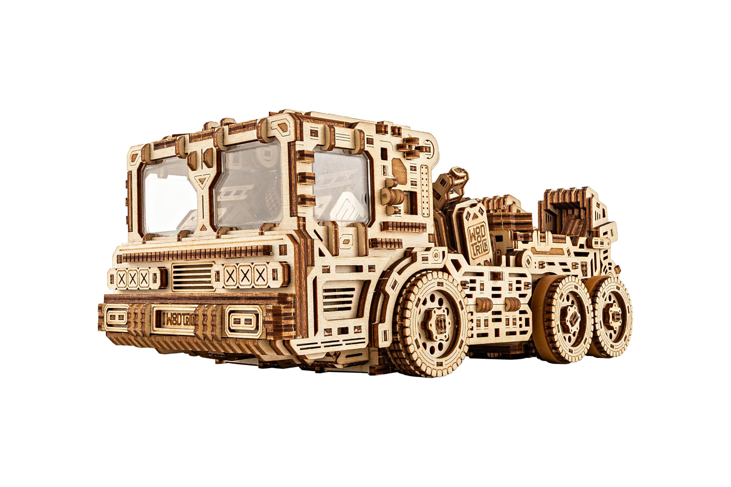 Wood Trick Timbertron Roboter und Lastwagen, 3D-Holzpuzzle zum Bauen für Erwachsene und Kinder – fährt bis zu 2,74 m lang – Holzmodelle, technisches DIY-Projekt, mechanische 3D-Puzzles, Modellbausätze