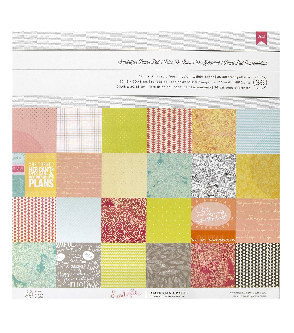 American Crafts 30,5 X 30,5 Cm Vélin, Feuille D'or, 12-x-12