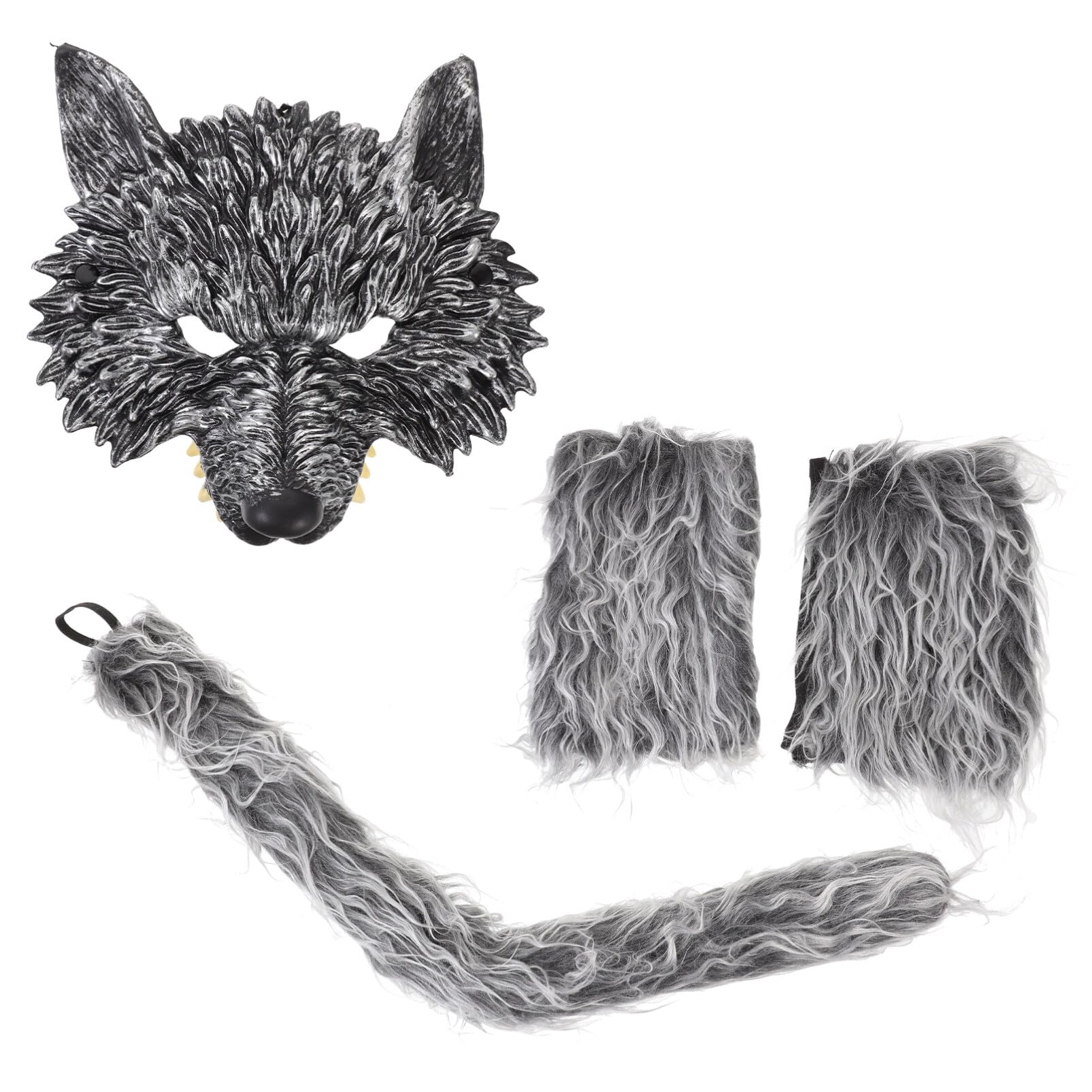 Weerwolf Wolf kostuum met hoofdband, handschoenen, oren en staarten voor heren, dames, kinderen, jongens, meisjes alles in één Halloween verkleedkleding