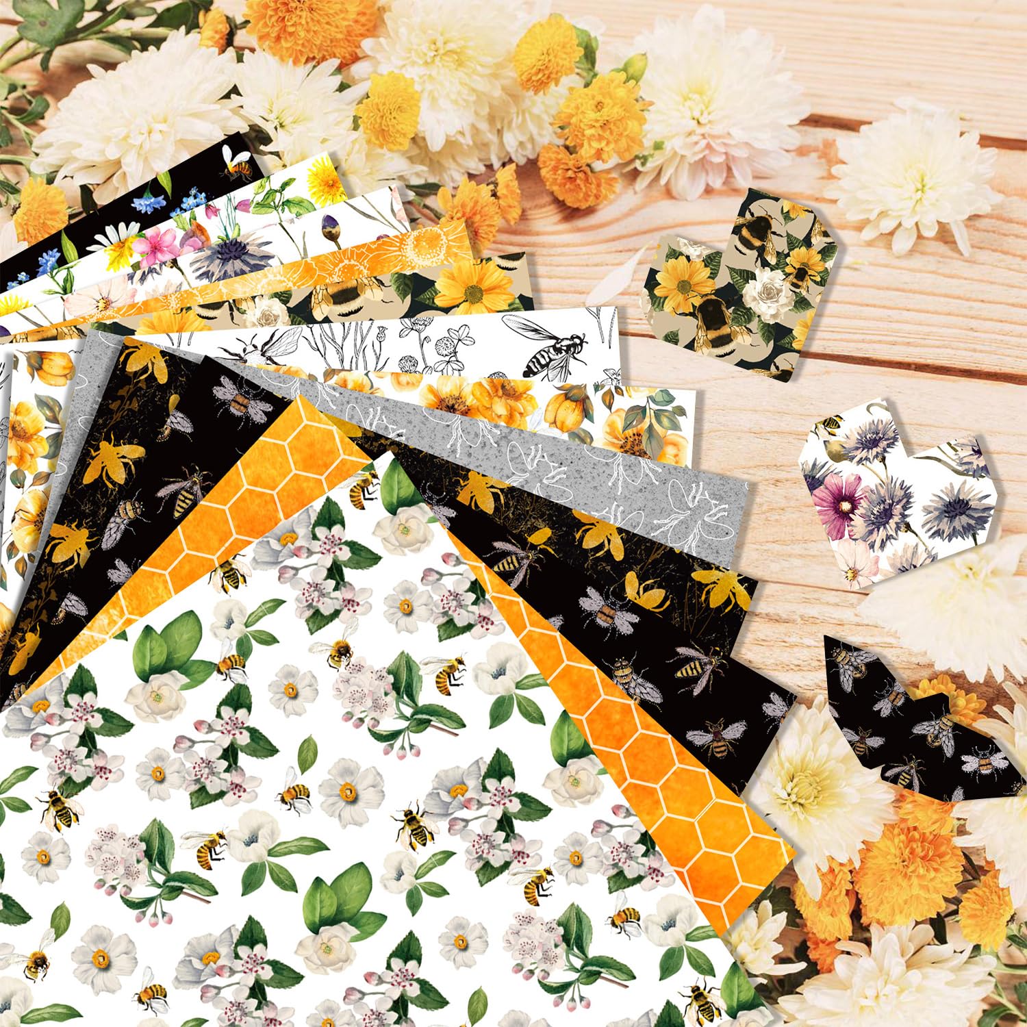 24 arkusze papieru z wzorem pszczół, 30 cm x 30 cm papier do scrapbookingu, 12 stylów