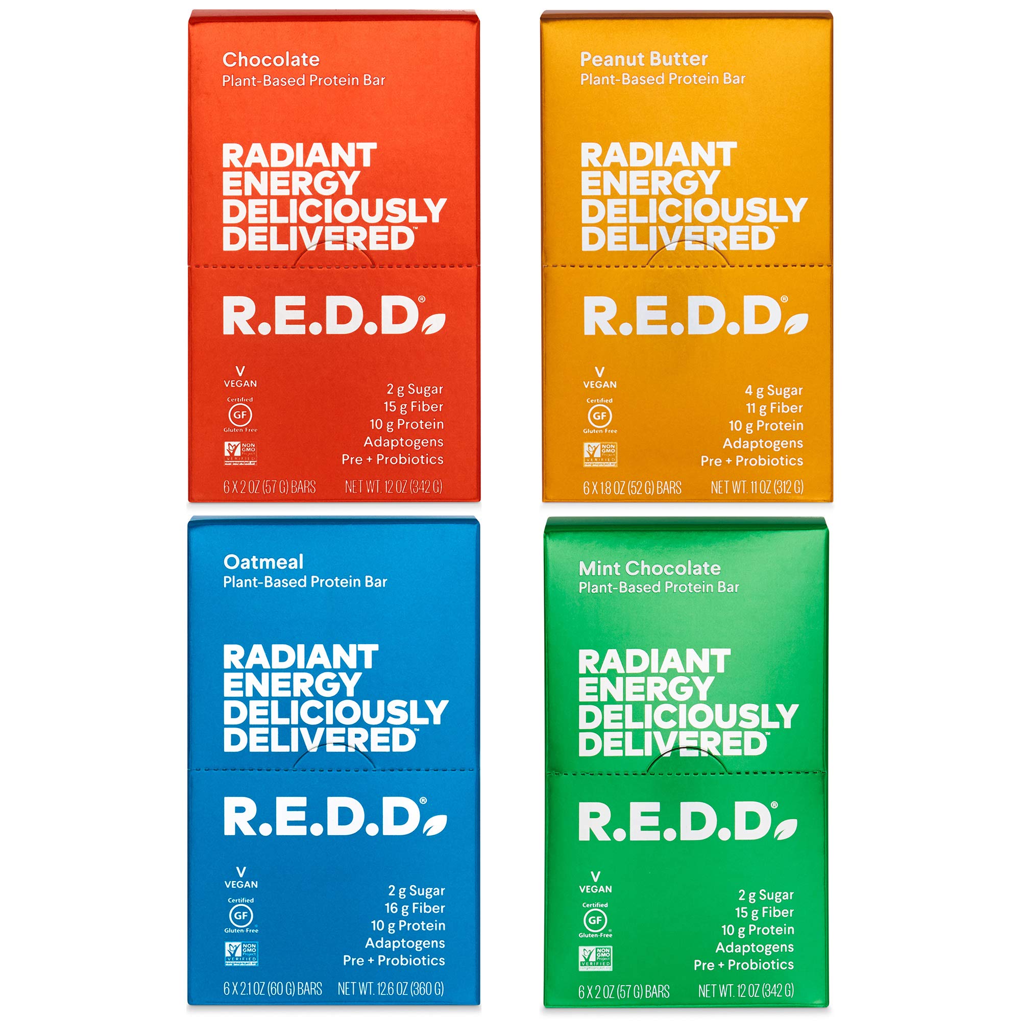 R.E.D.D. Bar, Vegan Protein Bar, Low Sugar & Gluten-Free, Variety Pack, 24 Bars