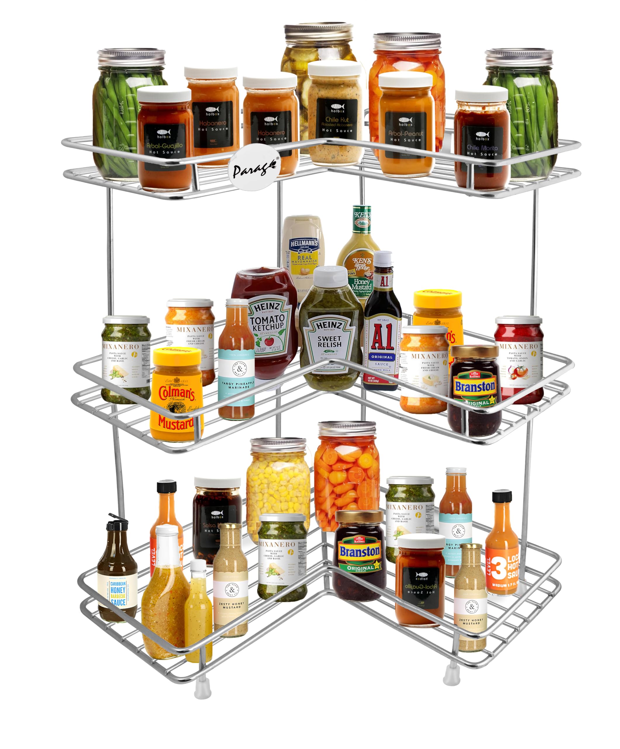 Parage Stainless Steel Kitchen Rack 3 Tier L Shape Corner Shelf Stand, Multipurpose Storage Rack Kitchen Organizer, Vegetable Stand Shelf Organizer, Size: 46 X 31 X 31 Cm-picture-24