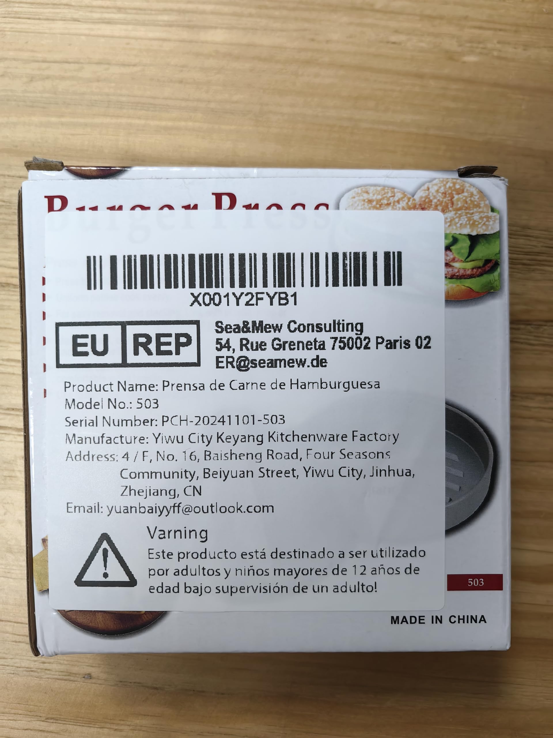 Prensa de Hamburguesa Antiadherente con Molde y 100 Papels para Hacer Hamburguesas en Barbacoa o Parrilla - Utensilios de Cocina