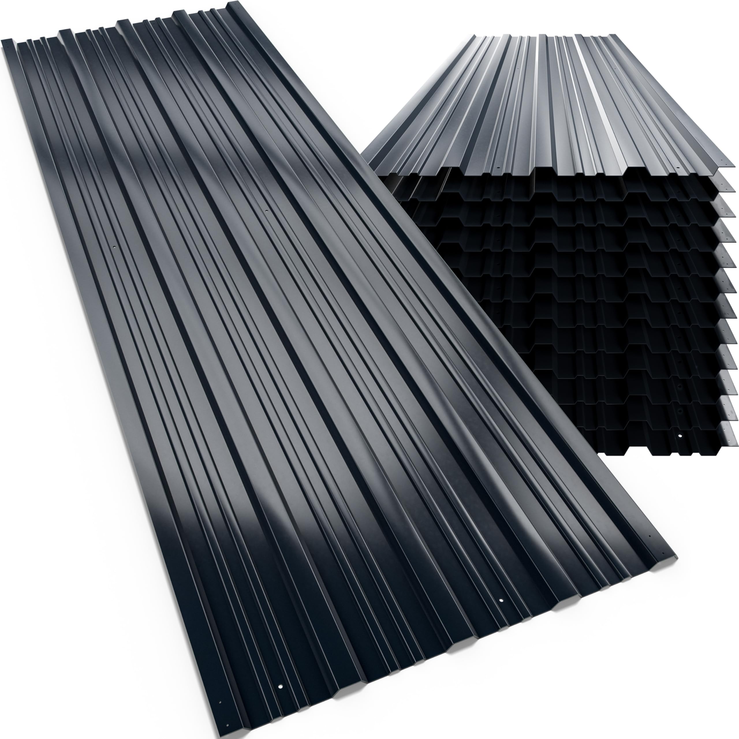 DEUBA® 12x Paneles para Tejado, Chapa Ondulada, Perfiladas Techo 7m², Placa Sandwich Perforada Galvanizadas, Cobertizo Garaje, Revestimiento Pared Caseta Exterior, 129x46cm, Construcción