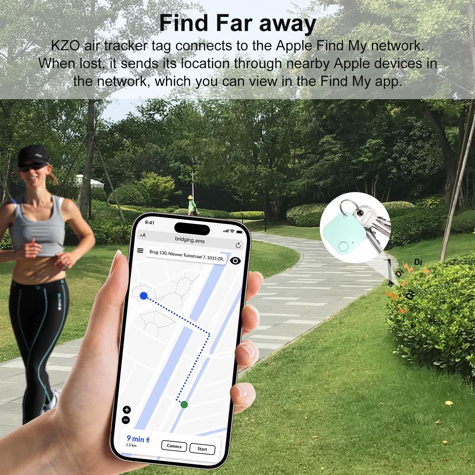 Tag tracker Bluetooth, confezione da 4, funziona con Apple Find My (solo iOS, non per Android), trova oggetti per chiavi, zaino, valigia, portafoglio, bagagli