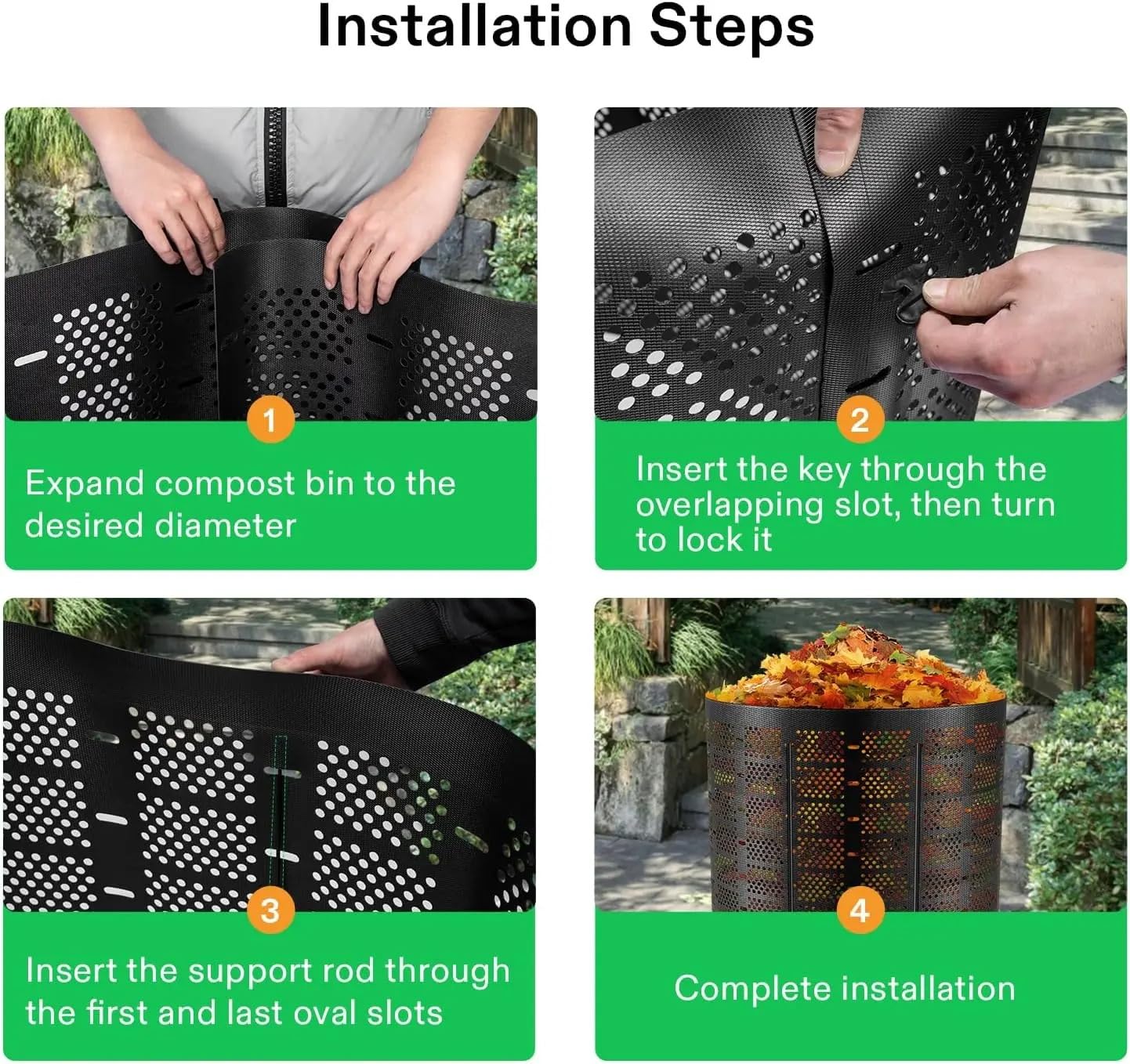 Sacos de Jardin Contenedor de abono para exteriores de 500 galones, abono expandible, fácil de configurar y gran capacidad para patio trasero Bolsa Jardin