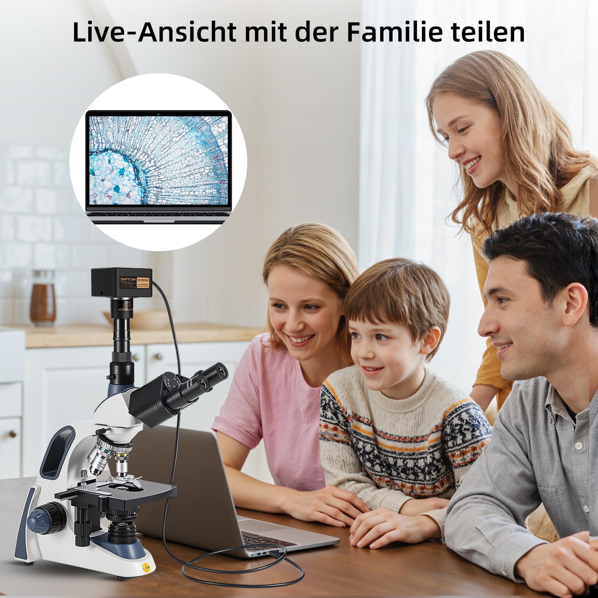 Swiftcam SC2003R-CK Caméra 20 MP USB 3.0 C-Mount 0.5× Réduction Optique pour Microscopes
