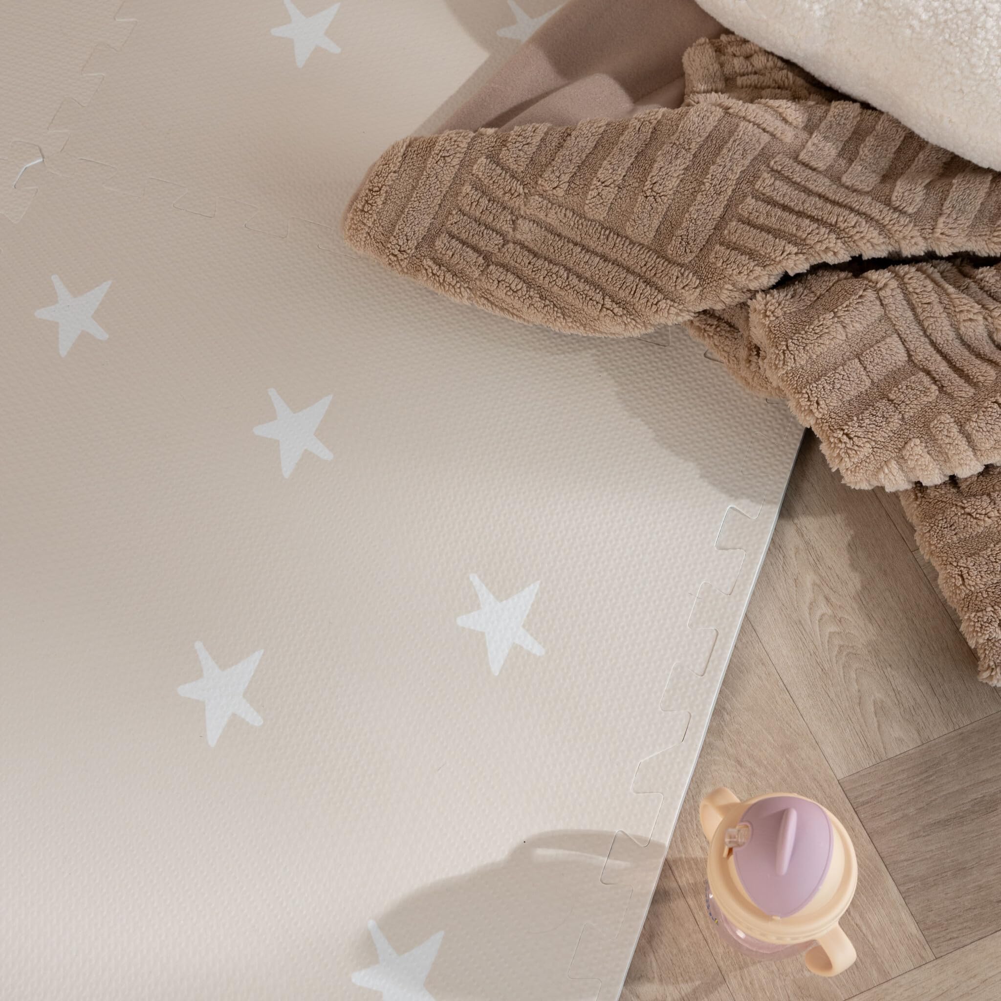 FRAAI | Home & Living Mata piankowa Puzzle - Alfie XL Stars Szara/Beżowa - Pianka EVA - - Dywan