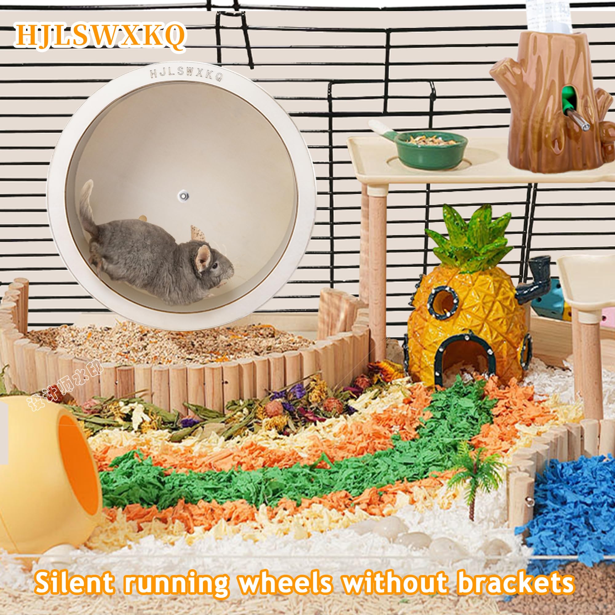 10inch Wall-Mount Silent Hamster Wheel, Wooden Small Animal Exercise Wheel with Removable & Washable Track for Gerbil, Mouse, Syrian Hamster(10in) - image 2