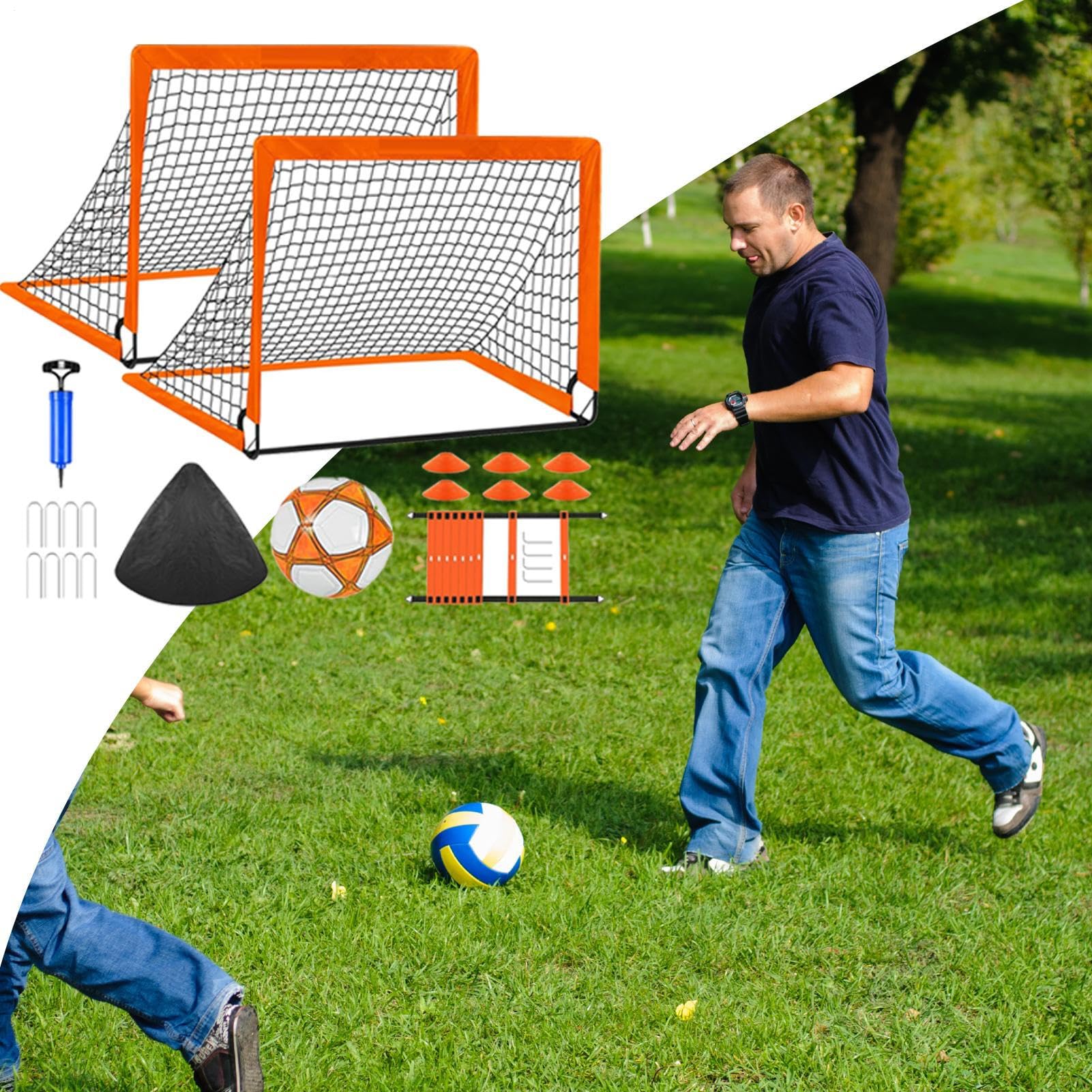 football jeune, buts de football pour enfants - Entraînement ensemble de réseau de football pop -up,Équipement pratique pour les garçons, activités d'entraînement de plage scolaire