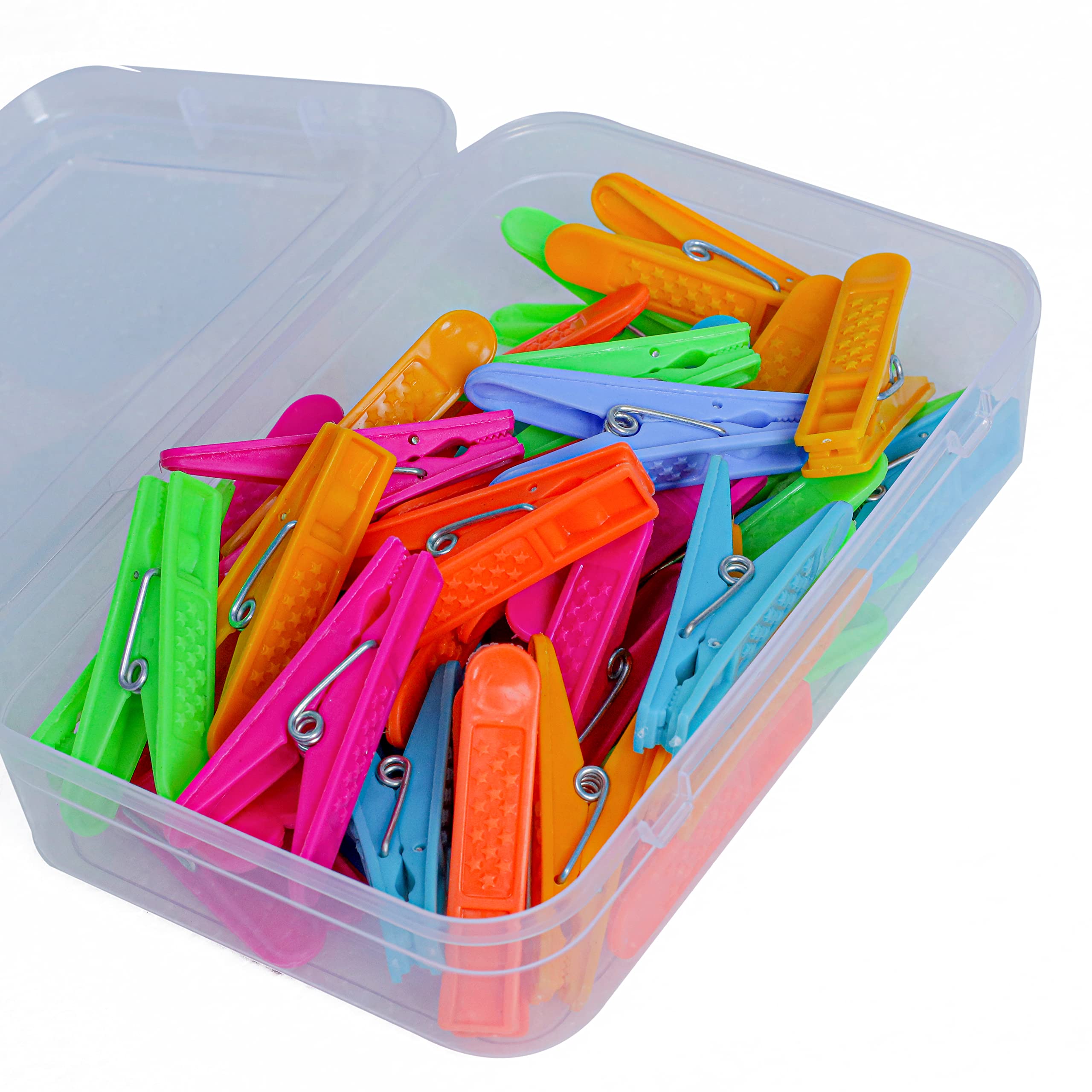 WEWEL® Premium Cloth Clips for Drying Clothes - Multipurpose Clothes Pins for Indoor and Outdoor Use - Strong and Durable Clips for Clothes Drying, Hanging, and Organizing(STAR CLIP)(WITH STORAGE BOX) (36)