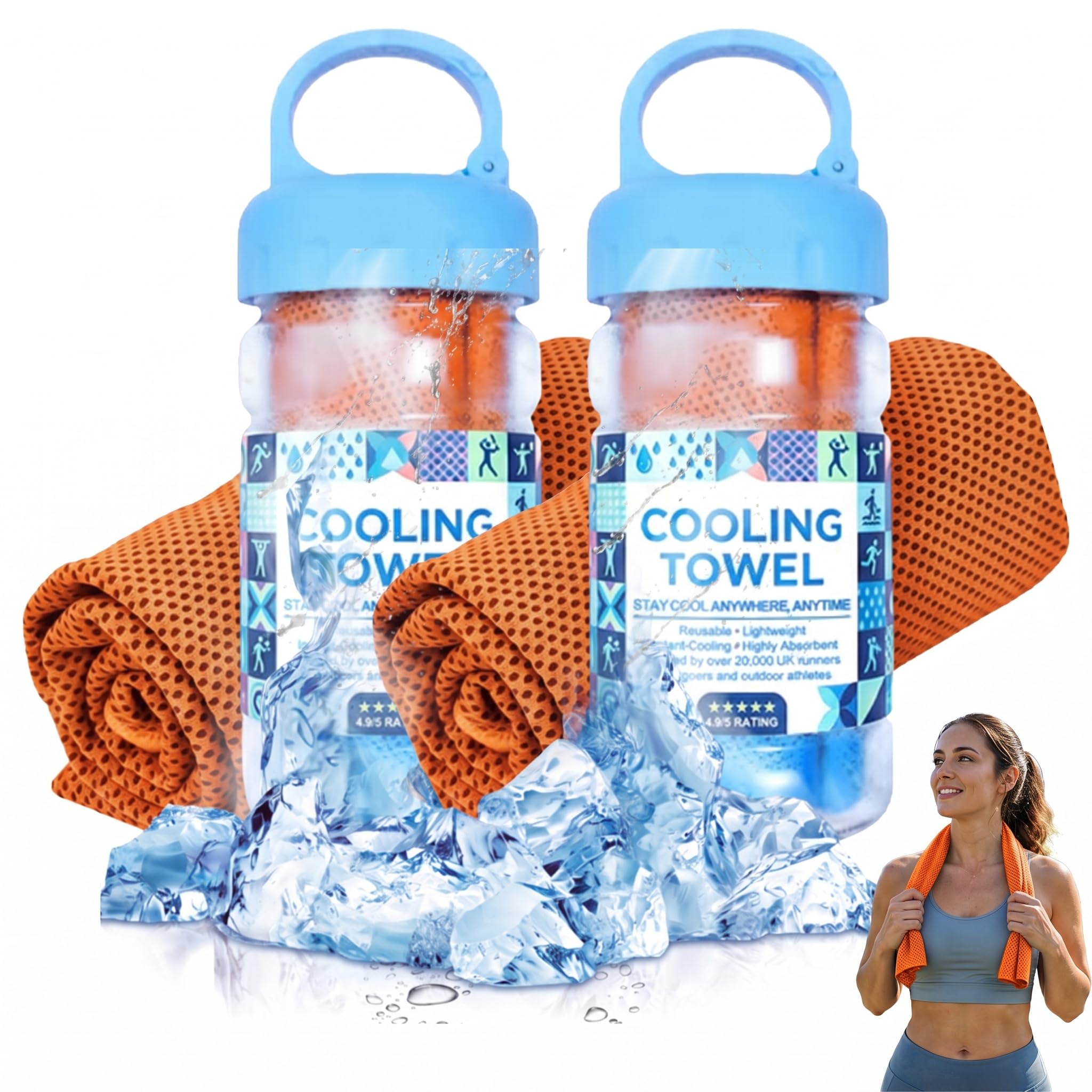 Sunny Bee Cooling Towel, 100x30cm Ice Towel With Storage Bottle Sweat Towel