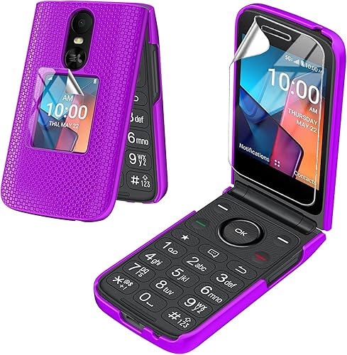 Miniatura 8 de Funda para teléfono TCL Flip 4 5G/T440 (2025) con protector de pantalla cubierta protectora rígida delgada (azul) Azul,Negro,Púrpura,Rojo,Oro