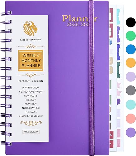 Miniatura 1 de Agenda diaria 2025-2026, agenda semanal y mensual 2025-2026, año académico, enero 2025-junio 2026, 8.2 x 5.5 pulgadas, 18 meses (enero 2025 a junio