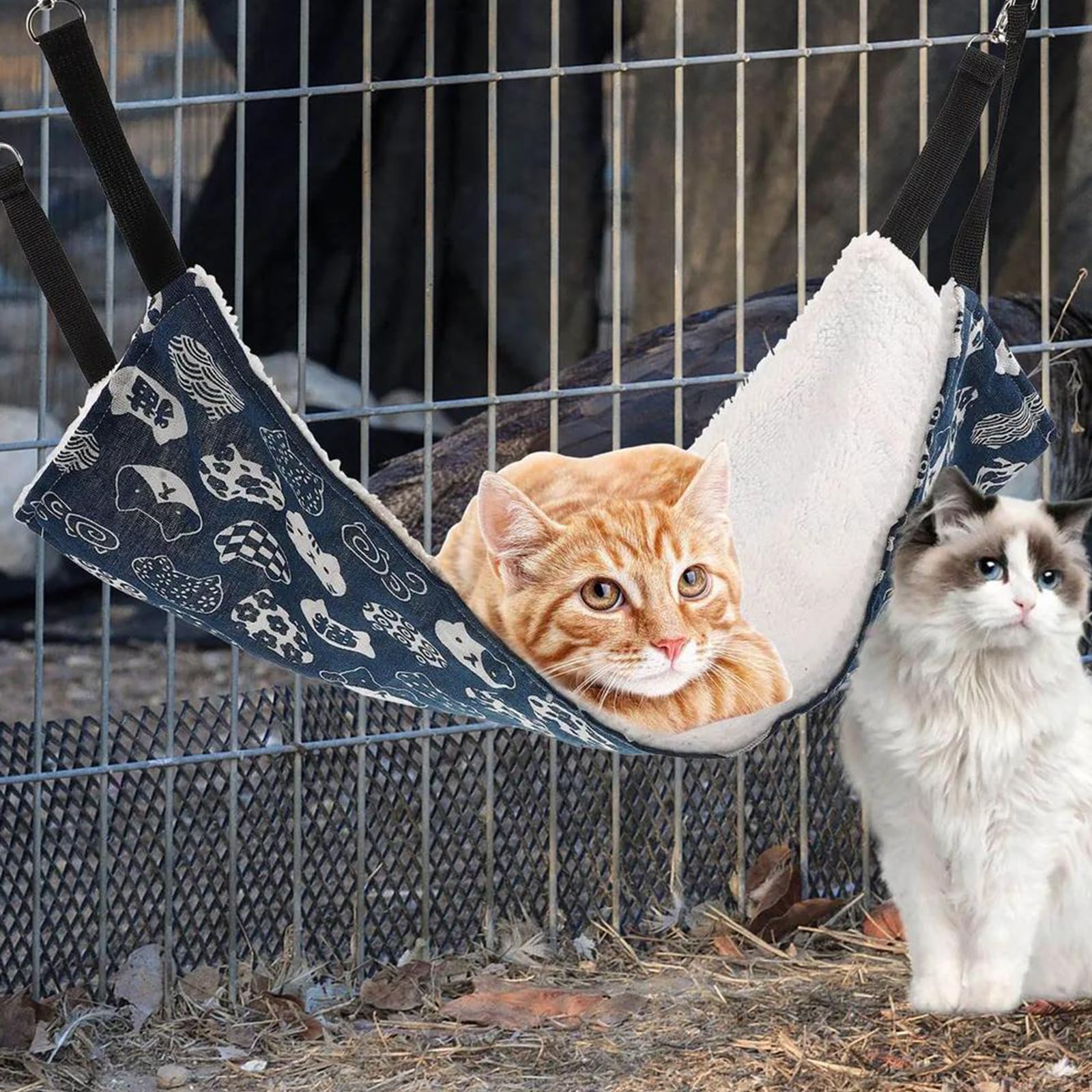 Hamaca de Felpa Suave para Gato,Hamaca para Gatos con Correas Ajustables y Ganchos de Metal,Columpio para Mascotas Pequeñas,Columpio Colgante,Esterilla para Dormir para Mascotas 57x47 cm Tokaneit