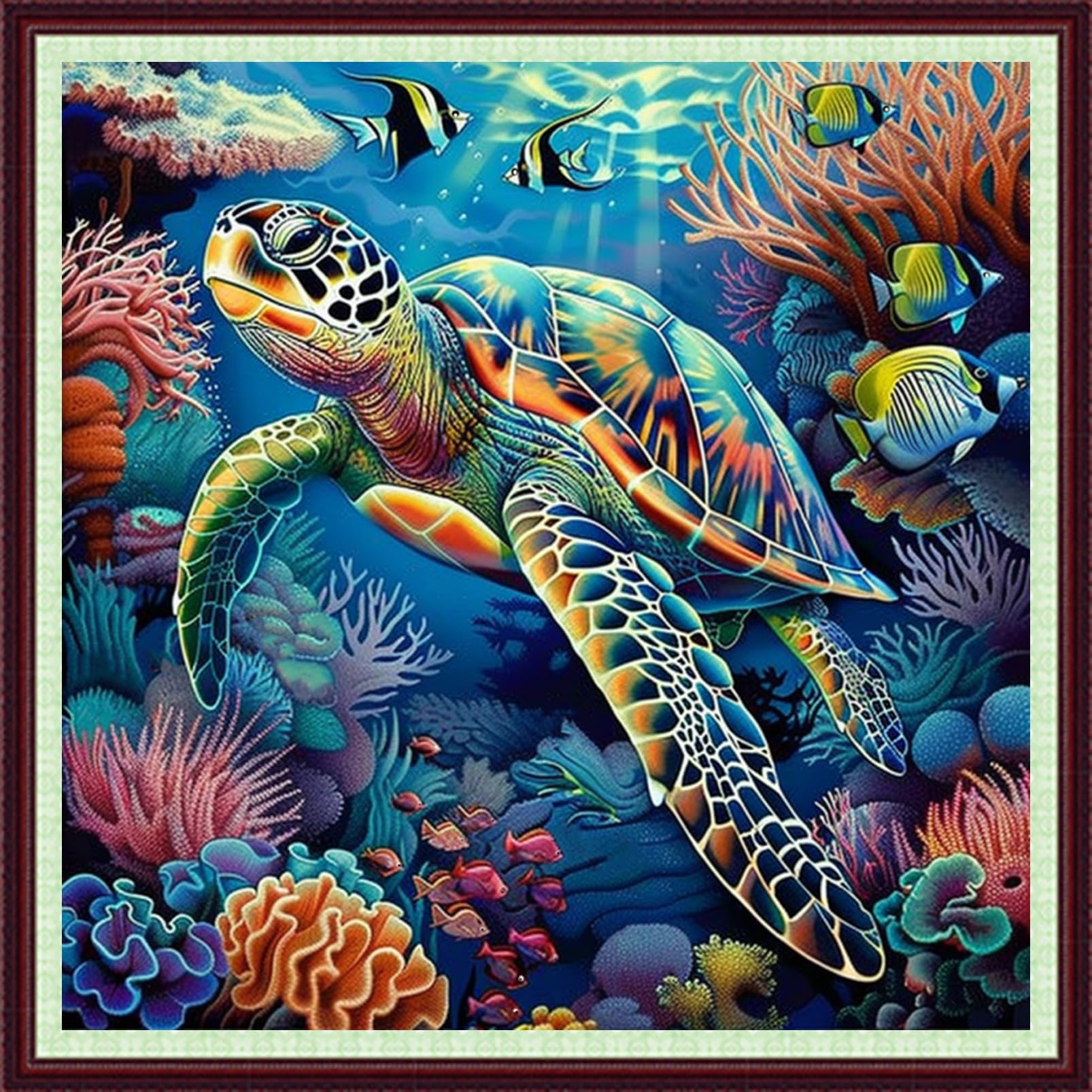 Dooxvey Cross Stitch Kits for Adults Beginners,Full Range of Cross-Stitch Stamped Kits Needlepoint Kits for Beginners Embroidery Kits 11CT Cross Stitch Patterns-sea Turtles on Seabed 18x18 inch