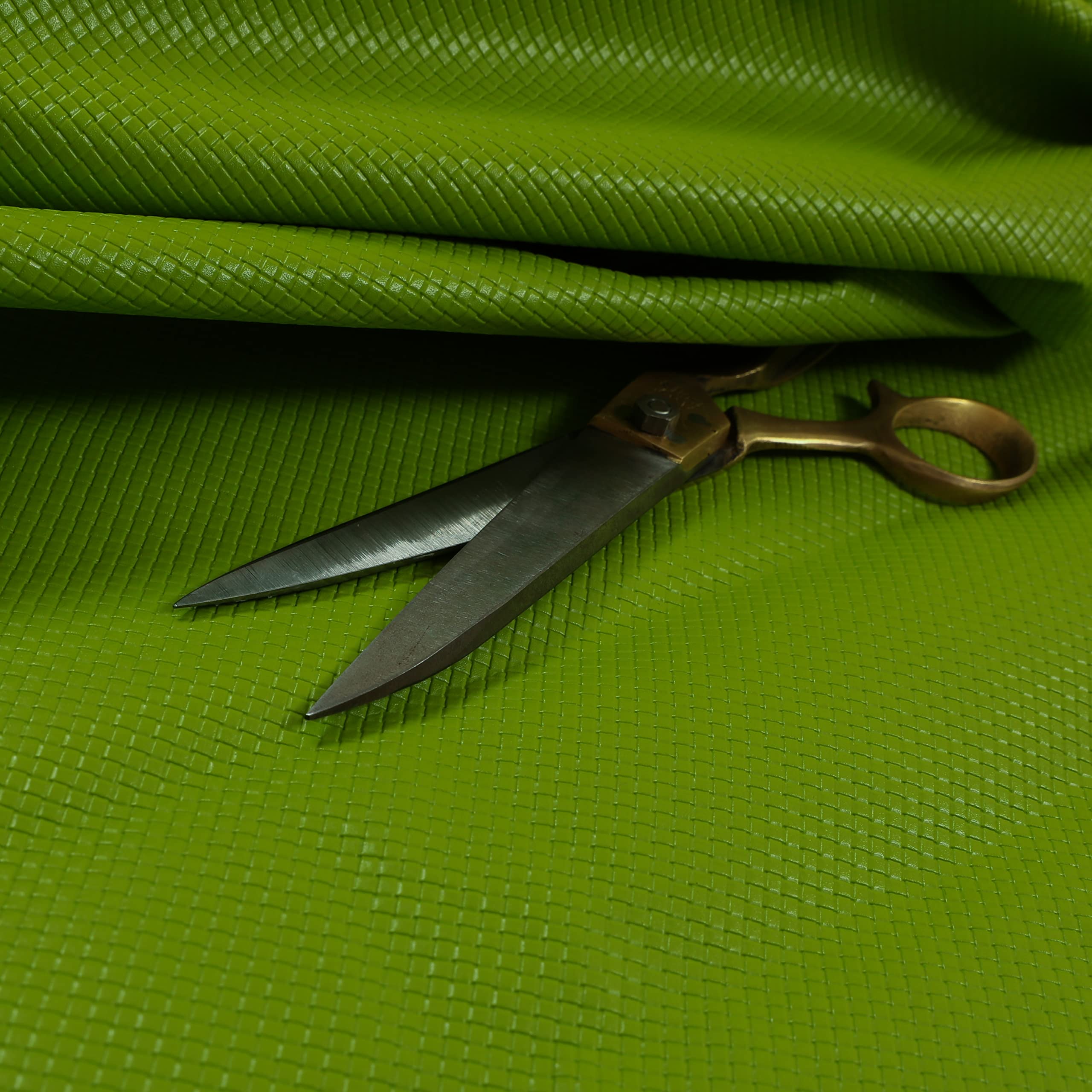 Redbrick Mill Fabrics Flame Retardant Mini Quilted Textured Plain Durable Leather Lime Green Vinyl Upholstery Fabric (Per Metre) โ image 1