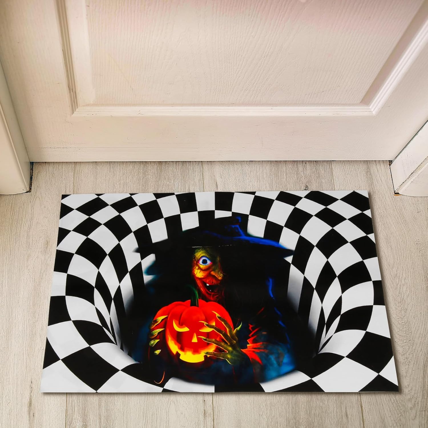 DKINY Halloween Doormat 3D Witches Tub Mats Humorous Horror Doormat Scary Witches Non-Slip Flooring Carpet Scary Outside Welcome Flooring Mats Stereo Imaginative and prescient Halloween Ornamental Rugs for Indoor Outside Use