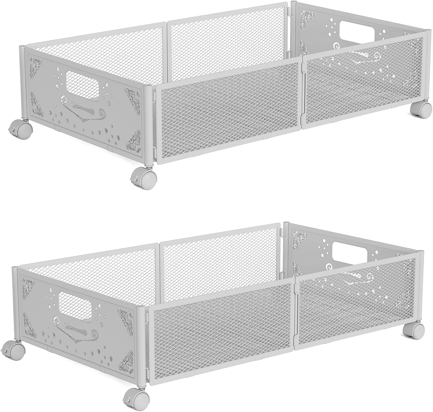 ATSKIM Under Bed Storage with Wheels, Metal Under Bed Shoe