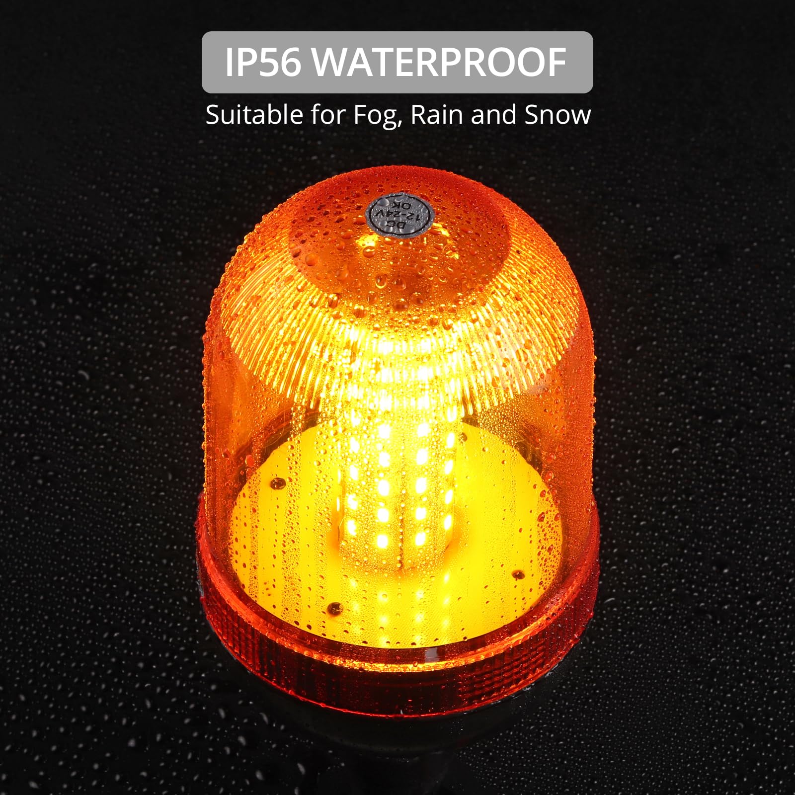 Justech 2 Pezzi Lampeggiante Stroboscopica 80LED 12V 24V Impermeabile con 3 Modalità Illuminazione Rotante Segnalazione Palo DIN Arancione di Emergenza per Rimorchio Trattore Camion