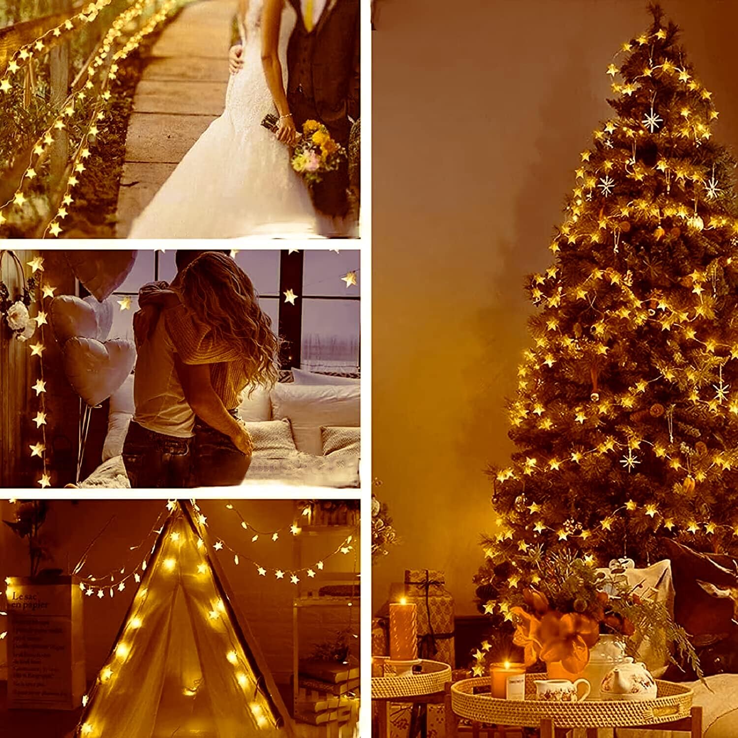 Star String Lights for Bedroom 100 LED Plug in Christmas Room String Lights Indoor Bedroom Fairy Lights for Kids Waterproof Twinkle Lights for Dorm Classroom Wedding Party Christmas Tree Décor Warm