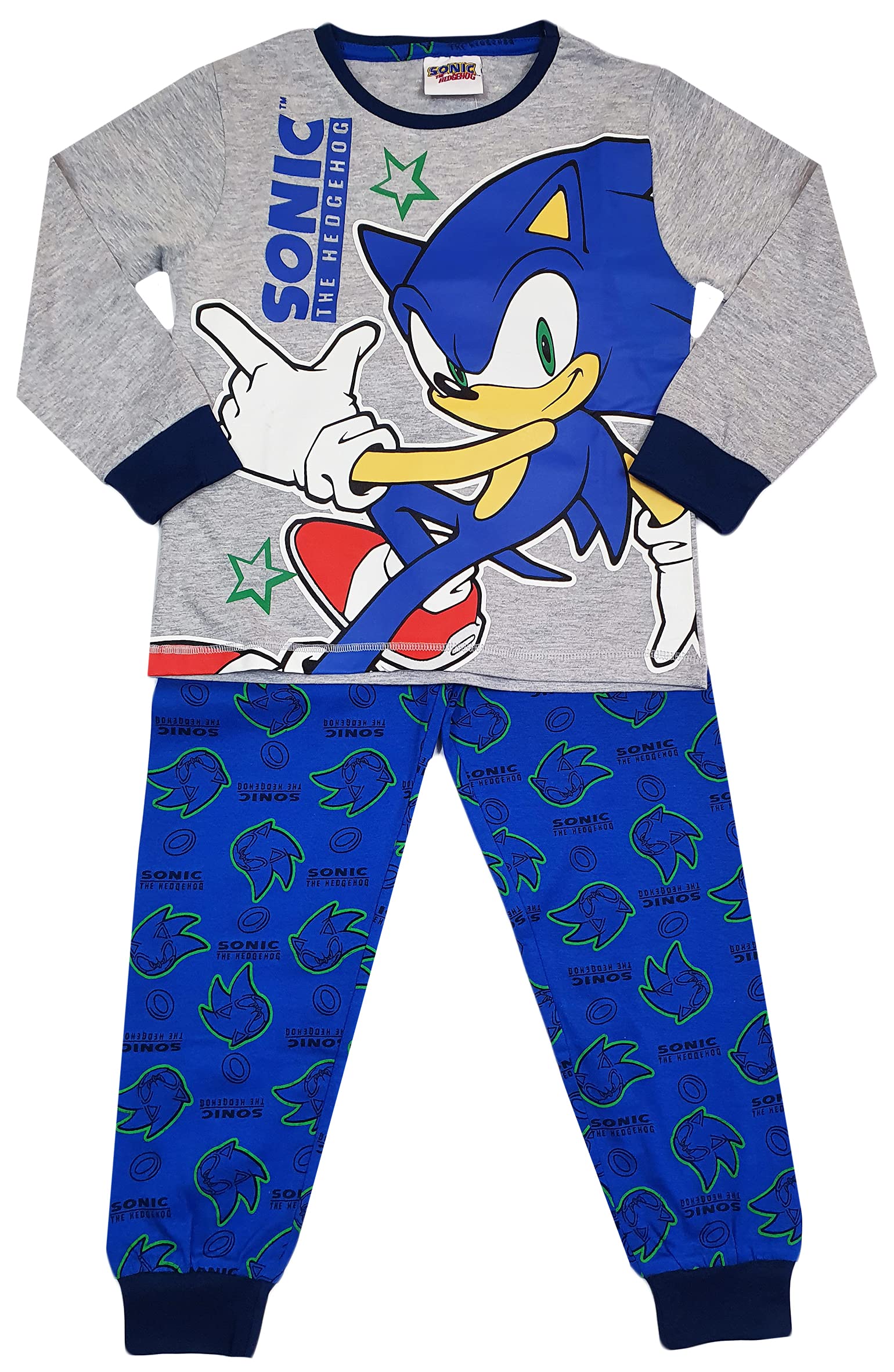 Boys Sonic the Hedgehog Pyjamas Gamer Gaming Pyjamas Nightwear (Sonic - Grey, 5-6 Years)