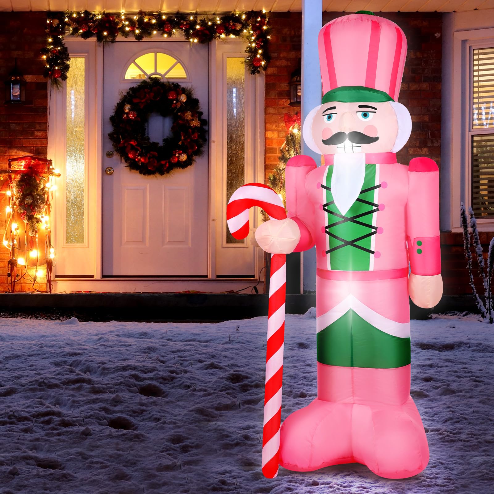 Kitticcino 5.6FT Inflatable Outdoor Decorations Blow Up Pink Christmas Tree with Santa Star Colorful Candy Built-in LED Lights Xmas Yard Garden Lawn Outdoor Indoor Holiday Party Decor: Nutcracker