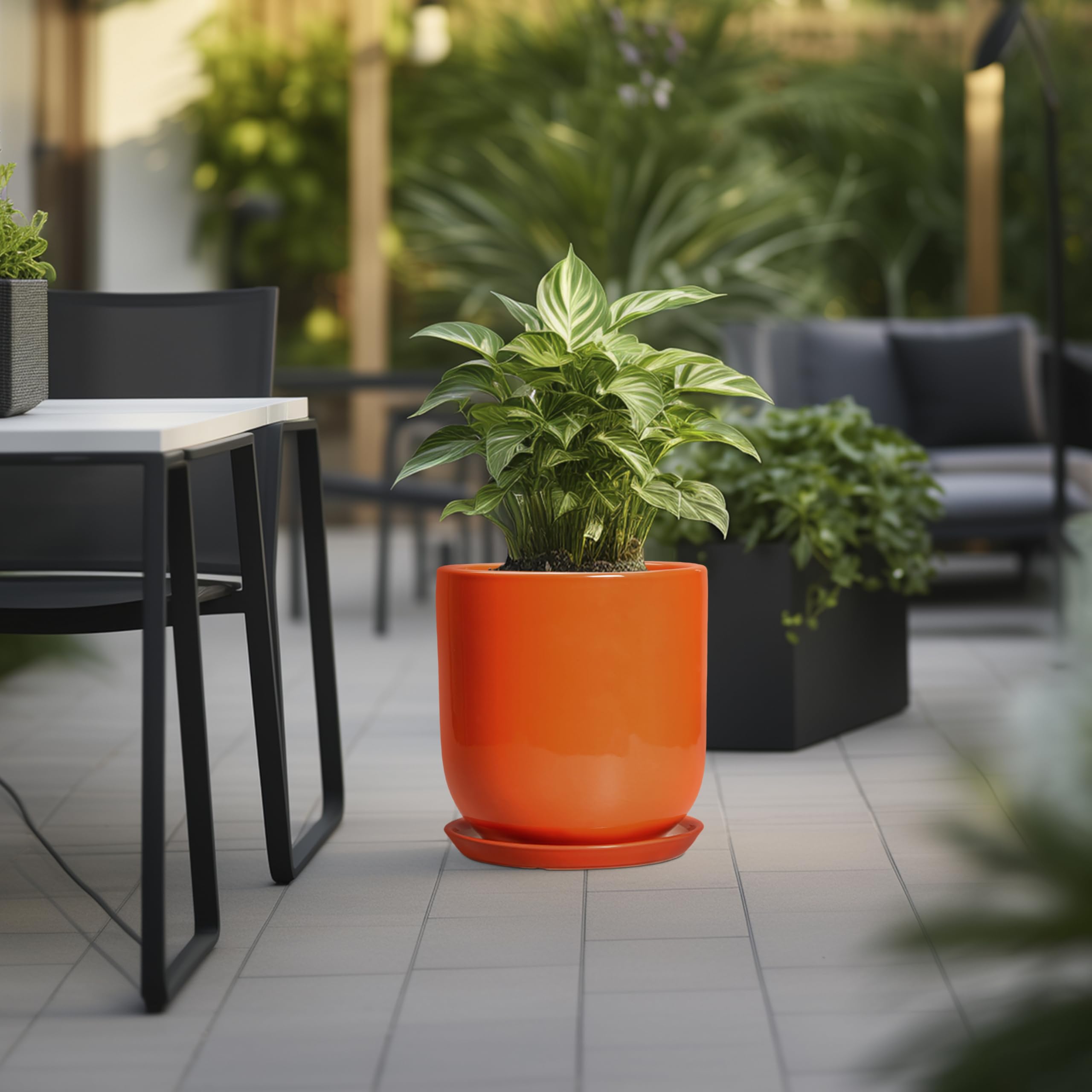 30,5 cm Töpfe für Pflanzen – Keramik-Pflanzgefäß mit Ablaufloch und Untersetzer, dekorativer runder großer Blumentopf für Innen- und Außenbereich, Pflanzenliebhaber, Geschenke, Heimbüro