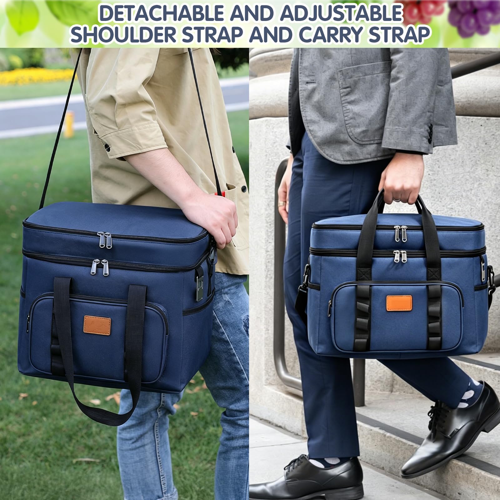 Borsa Termica Porta Pranzo 30.7L Grande con Tracolla Regolabile e Tasche Multiple per Picnic Campeggio Ufficio