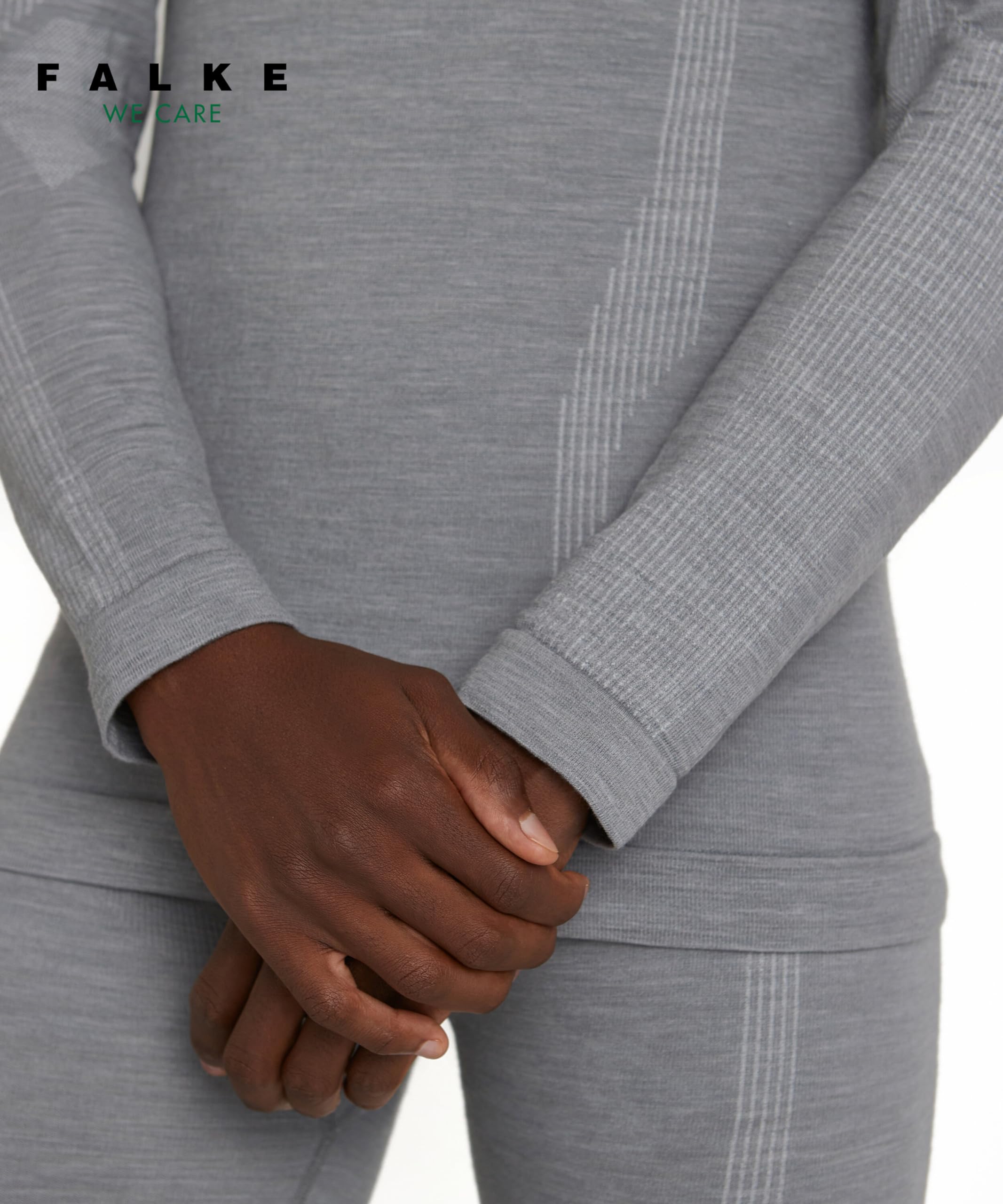 FALKE Mężczyźni Warstwa podstawowa (góra) Wool-Tech High Zip Neck M L/s Sh wełna materiał funkcjonalny szybkoschnące ciepłe 1 Sztuka, Szary Grey-Heather 3757, M