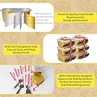 Vista 4 de Mini moldes para pasteles de 10 oz con tapas, paquete de 40 moldes de papel de aluminio para brownies, moldes desechables tipo ramekins