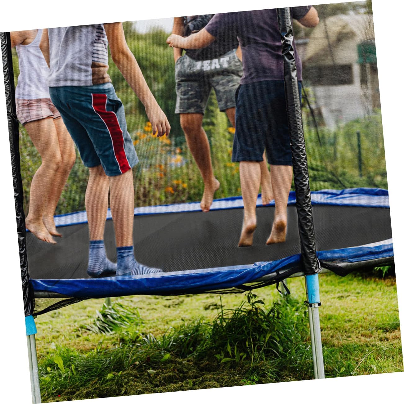 1pc Black Trampoline Jumping Mat Outdoor Replacement Cloth for Trampolines Breathable Design for Better Bounce Easy to Install Suitable for Boys and Girls