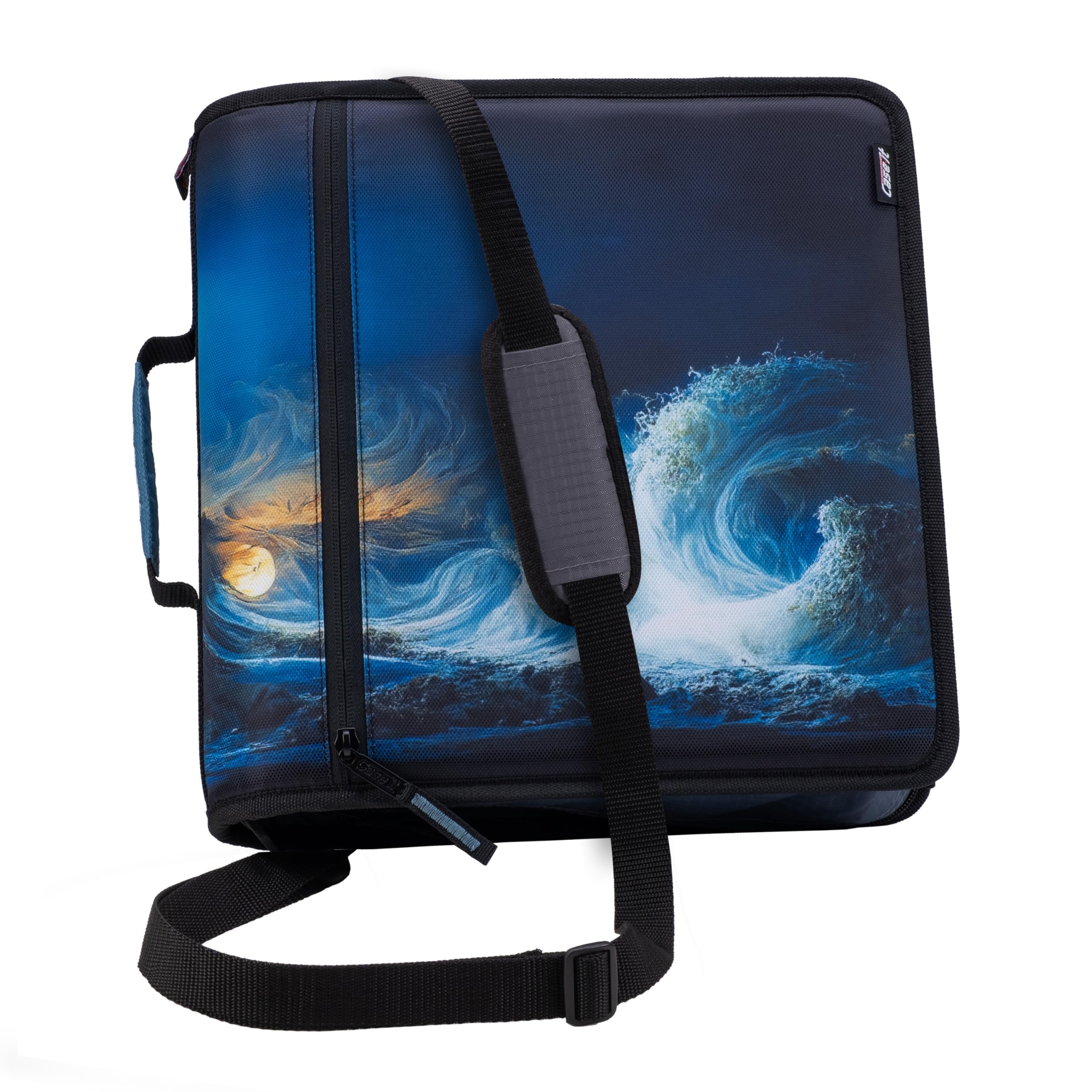 Case-it The Print Mighty Zip Tab Binder with Zipper, 3" O-Rings, 5 Coloured Tabs, Multiple Pockets, Capacity 600 Sheets, Supplied