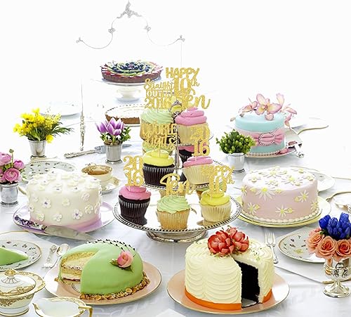 Miniatura 4 de 30 piezas de decoración para cupcakes Straight Outta 2016 con purpurina dorada de 10 años para cupcakes de 10 años, decoraciones de pasteles para