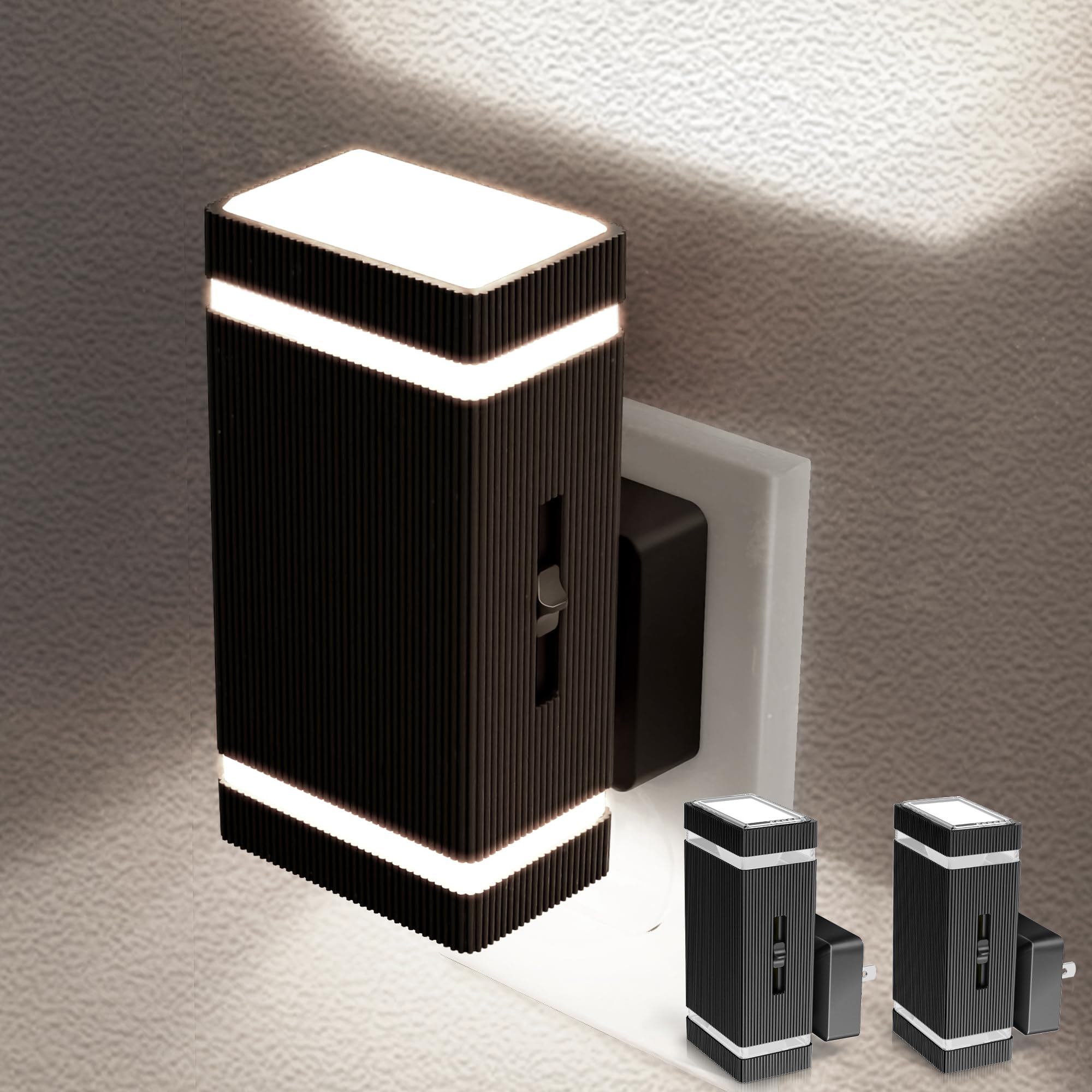 Briignite Night Lights Plug into Wall, 2Pack Dimmable Daylight, Nightlight Plug in, Led Night Light 1W with Dusk to Dawn Sensor for Bedroom, Bathroom, Stair, Kitchen