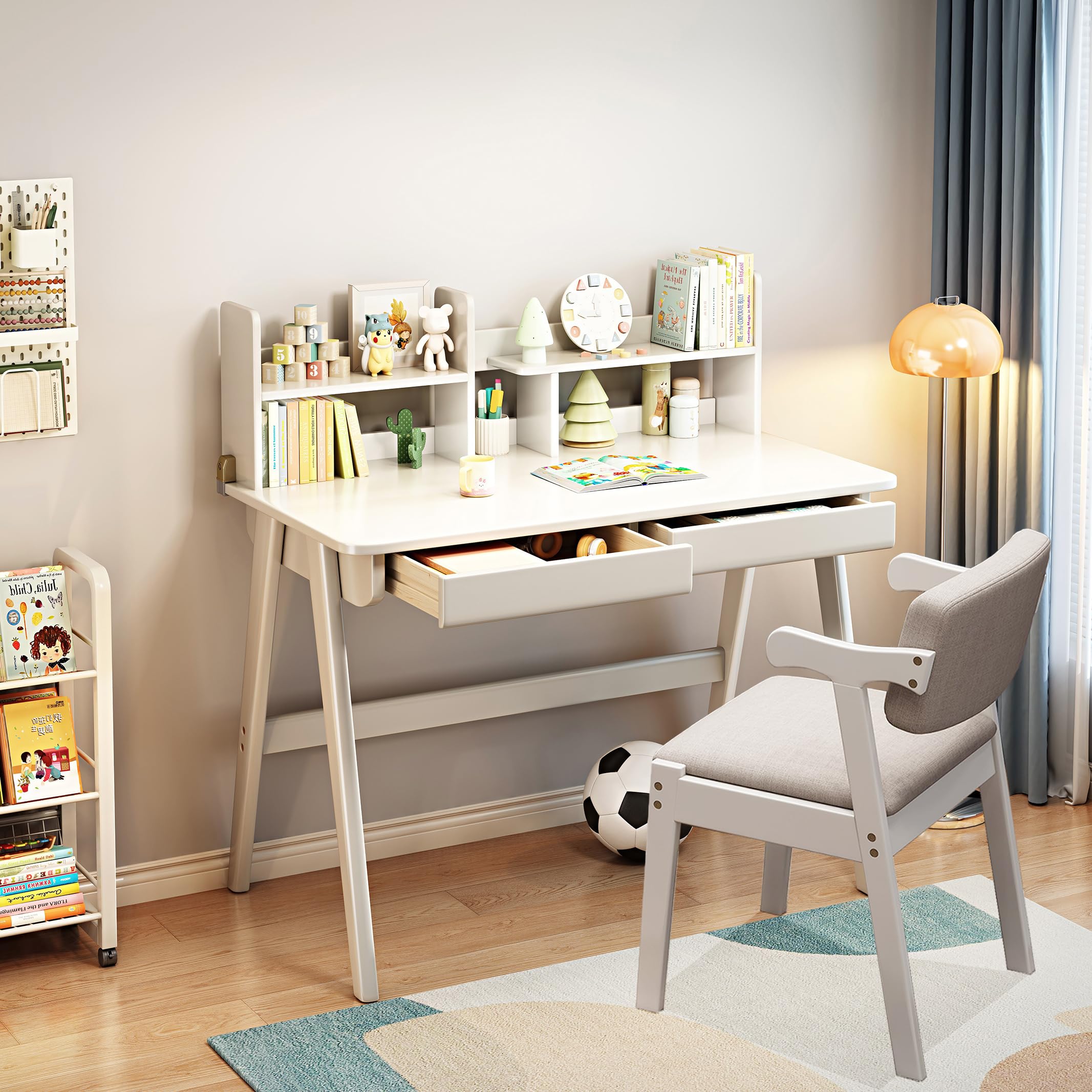 Amazon.com: BALANBO Kids Desk and Chair Set Rubberwood Children's ...