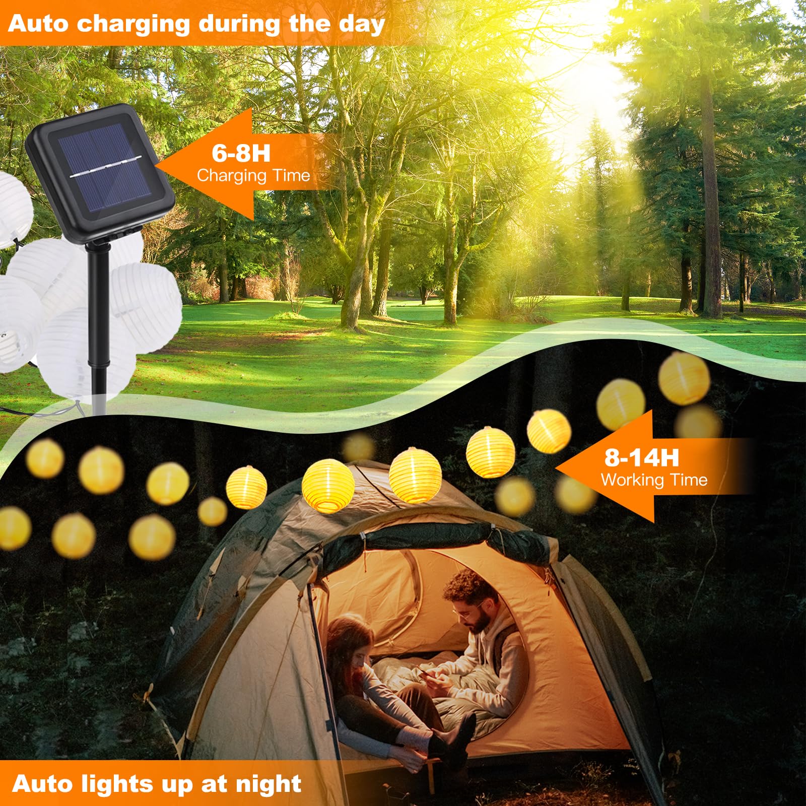 LED Fairy Lights Lanterns Outdoor Solar 6.5 m 30 LED Lanterns 8 Modes Waterproof Solar Lighting Solar Fairy Lights Outdoor for Garden Yard - Image 4