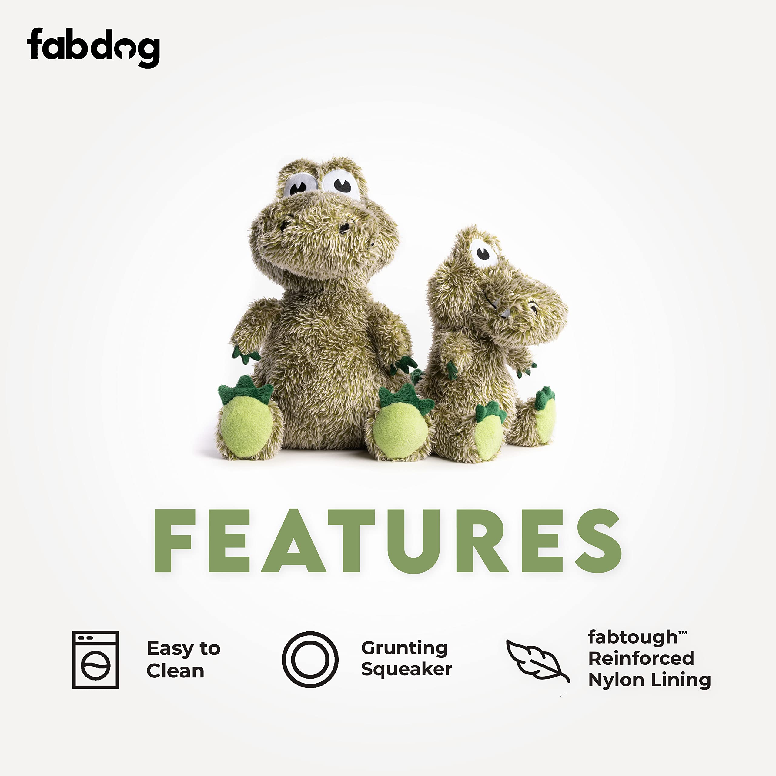 fabdog Fluffies Hundespielzeug – Quietschendes Plüsch-Hundespielzeug für alle Rassen – niedliches Welpenspielzeug mit Tiermotiv – lustiges Nylon-Hundespielzeug mit Quietschelement | kleiner Alligator