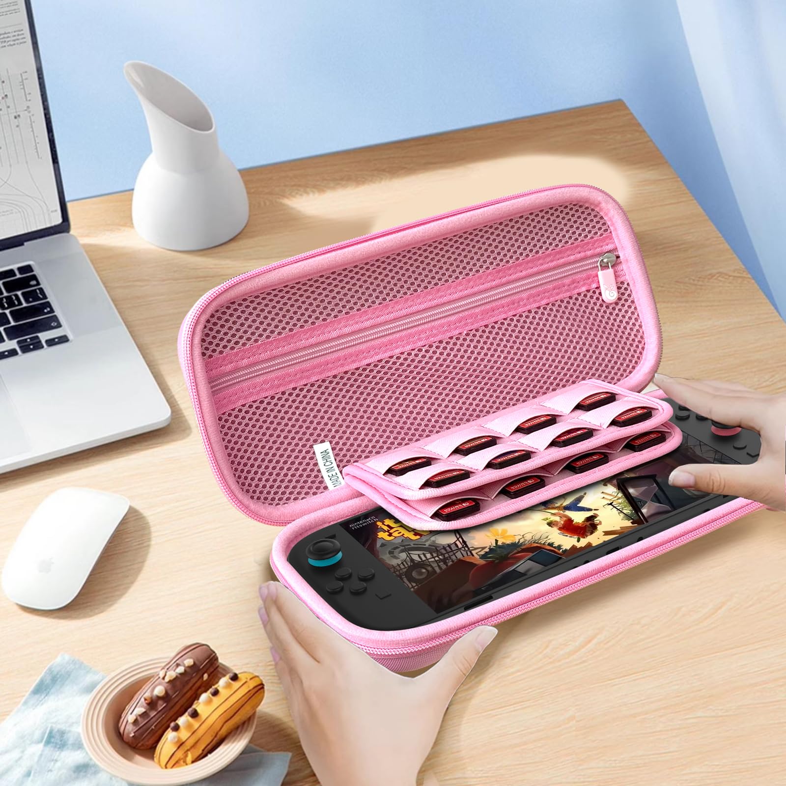 Hermitshell Hard Travel Case für Nintendo Switch 2 Controller (Nur Fall) (Größe: Klein/Groß) (rosa, Groß)
