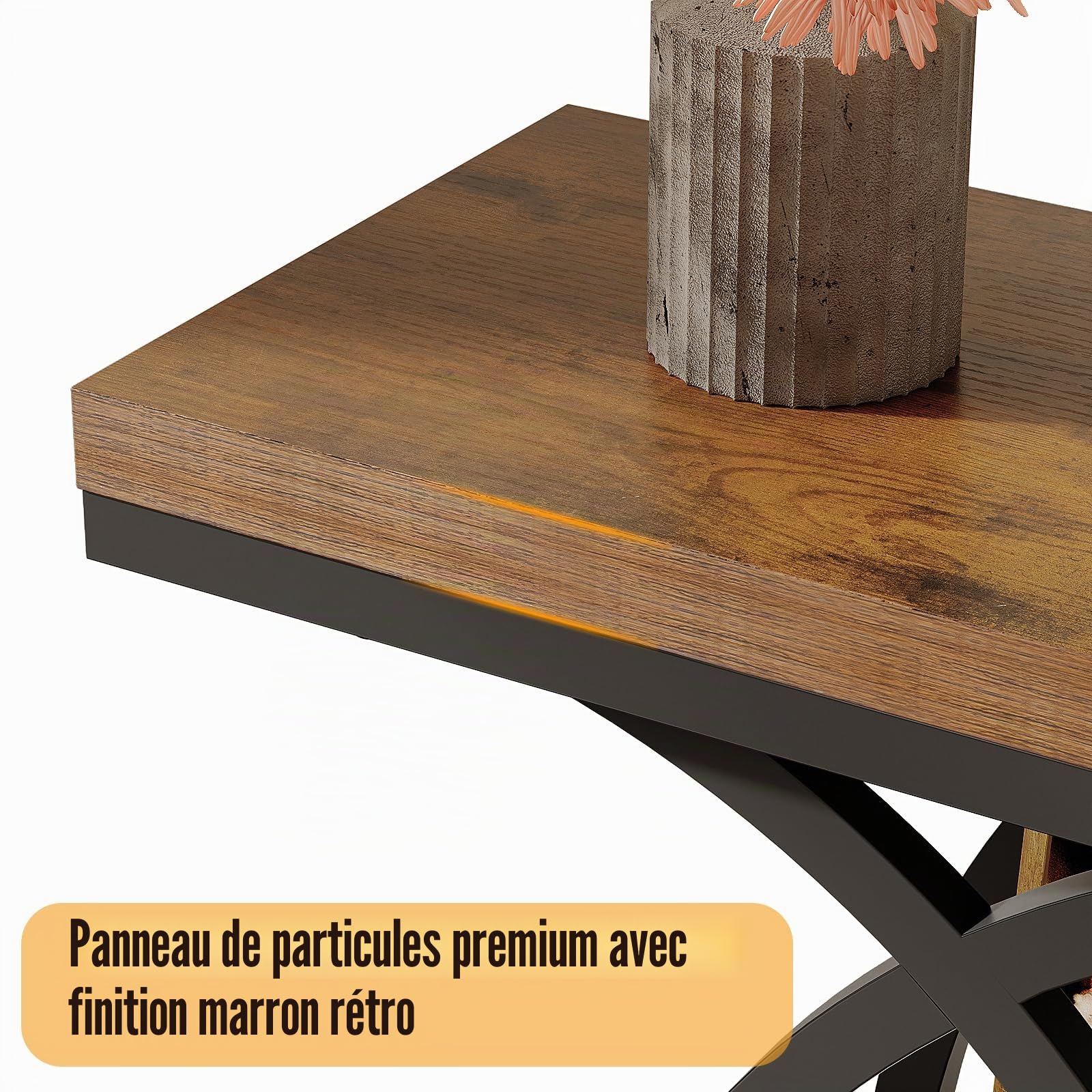 Tohomeor Table console étroite pour le couloir 105x30, Table de canapé industrielle à 3 niveaux avec base ronde, Table d'appoint en bois avec compartiments de rangement pour salon, couloir, entrée
