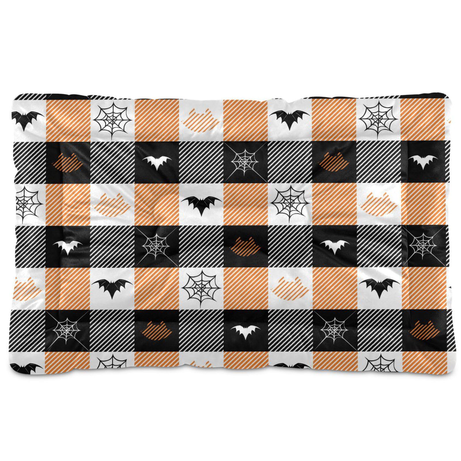Sletend Halloween Bats Cat Plaid Stripe Pet Bed Cute Dog Bed Mat Absorbing Non Slip Pad Pet Sleeping Mat for Small, Medium, and Large Dogs Puppy Cat