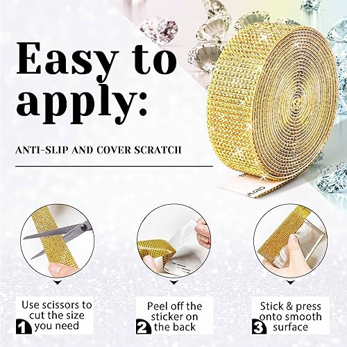 Miniatura 3 de Cinta adhesiva de diamantes de imitación para manualidades, rollo de tiras de diamantes de imitación para decoración, manualidades, envoltura de