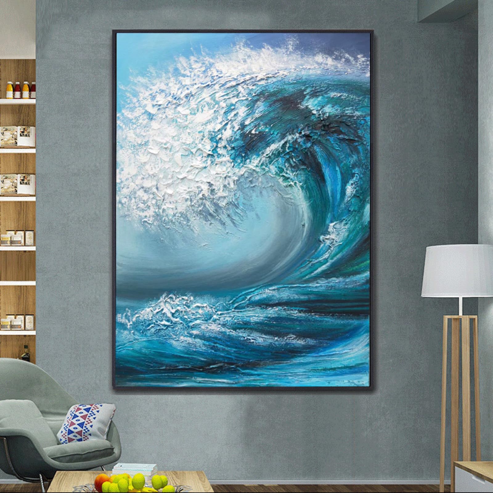Peinture de texture de vague de mer pour sublimer un mur blanc vide de salon
