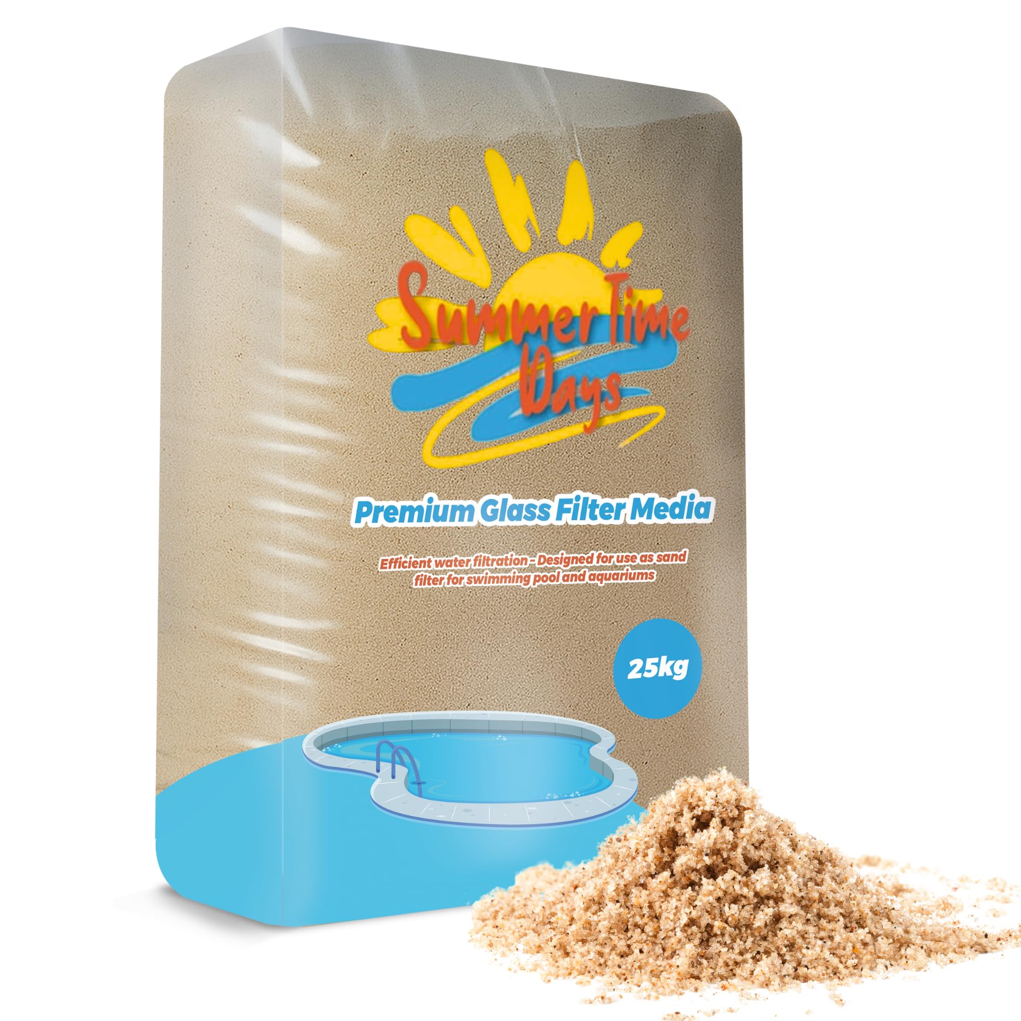 Laeto Glass Filter Media – Recycled Silica Sand for Swimming Pools, Ponds & Aquariums – 10kg & 25kg Options – 0.5mm to 6.0mm Grain Sizes – Eco-Friendly Pool Filter Sand (3.0mm - 6.0mm 25Kg)