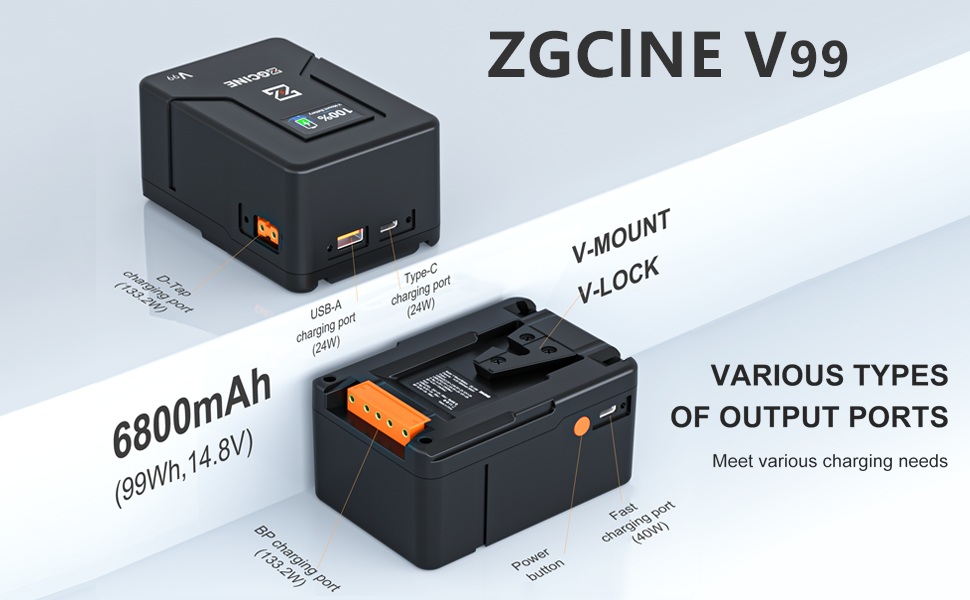 Amazon.com: ZGCINE V99 V2 Batería de montaje en V 99Wh 14.8V