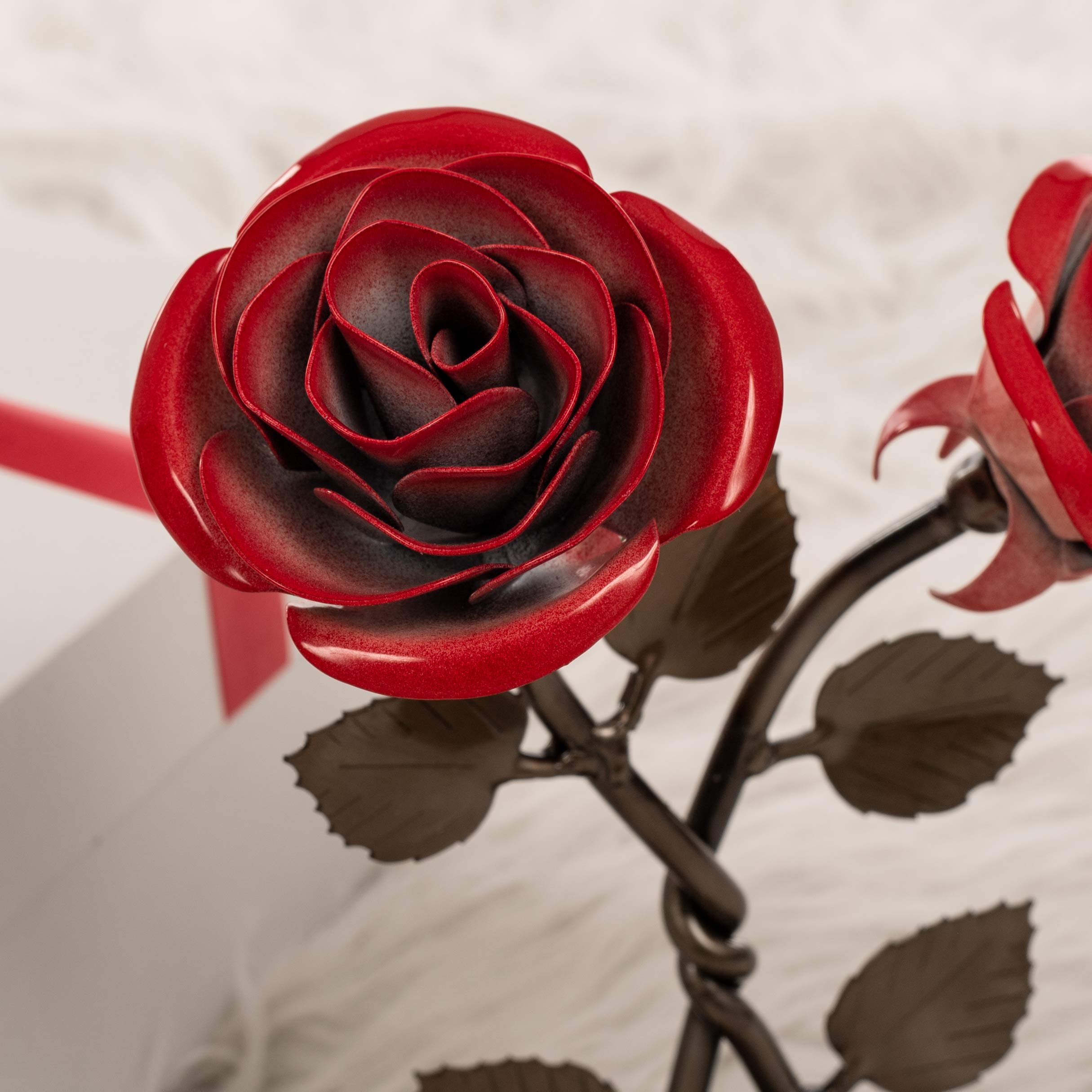 Amazon.com: Hand-Forged Wrought Iron Double Red Metal Rose with