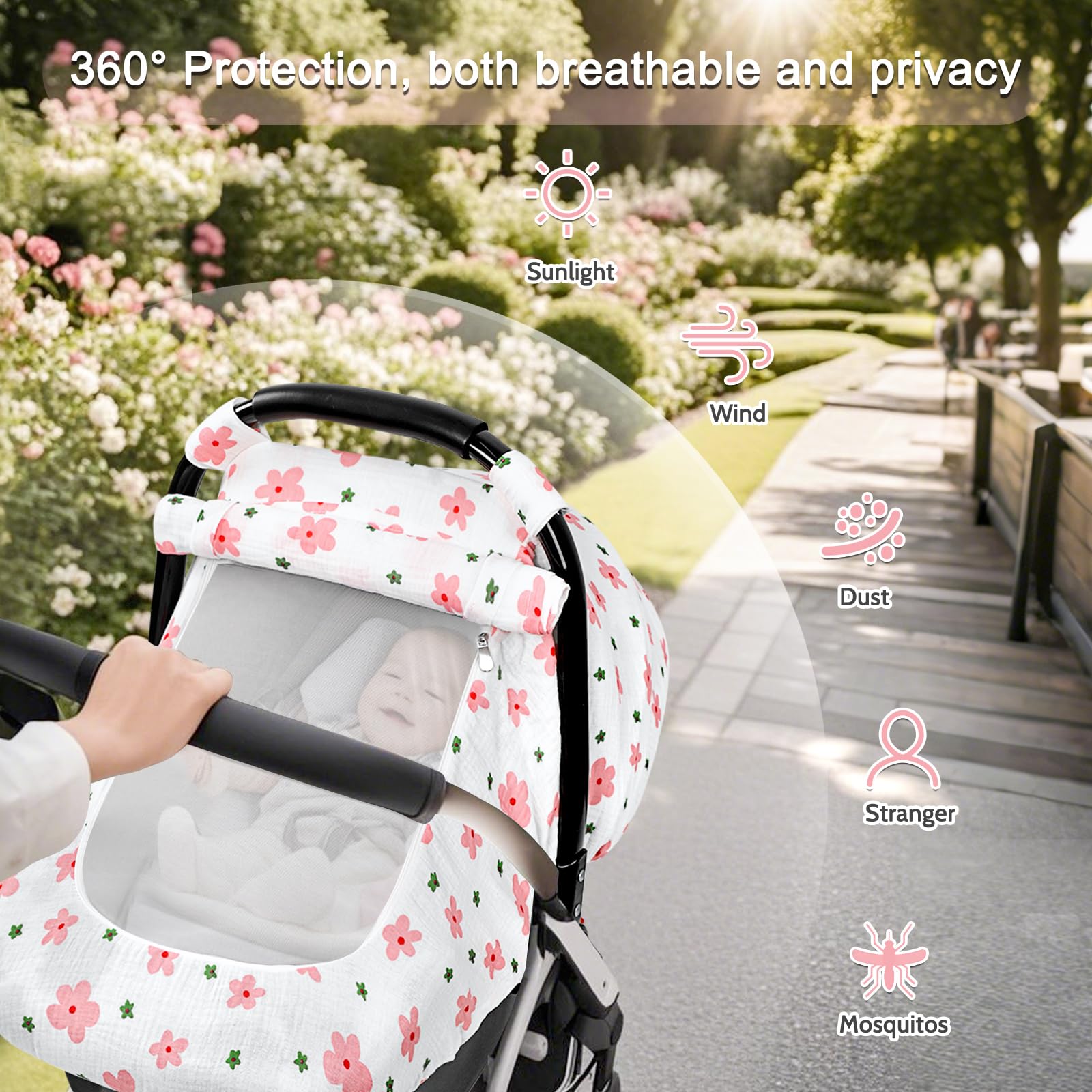 Hooyax Autositzbezug Baby Pink Flower